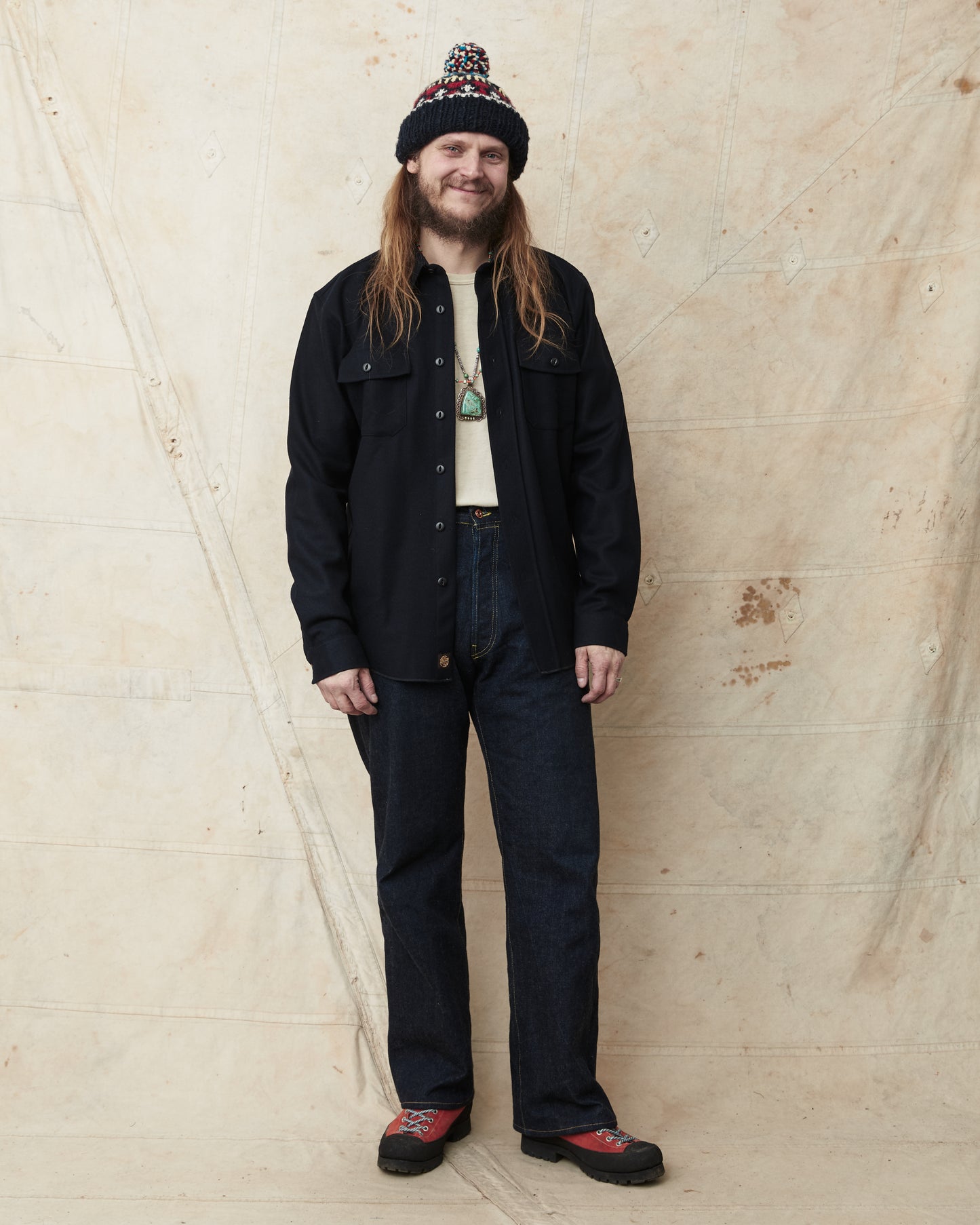 Indigofera Iconic Wool Shirt Dark Navy