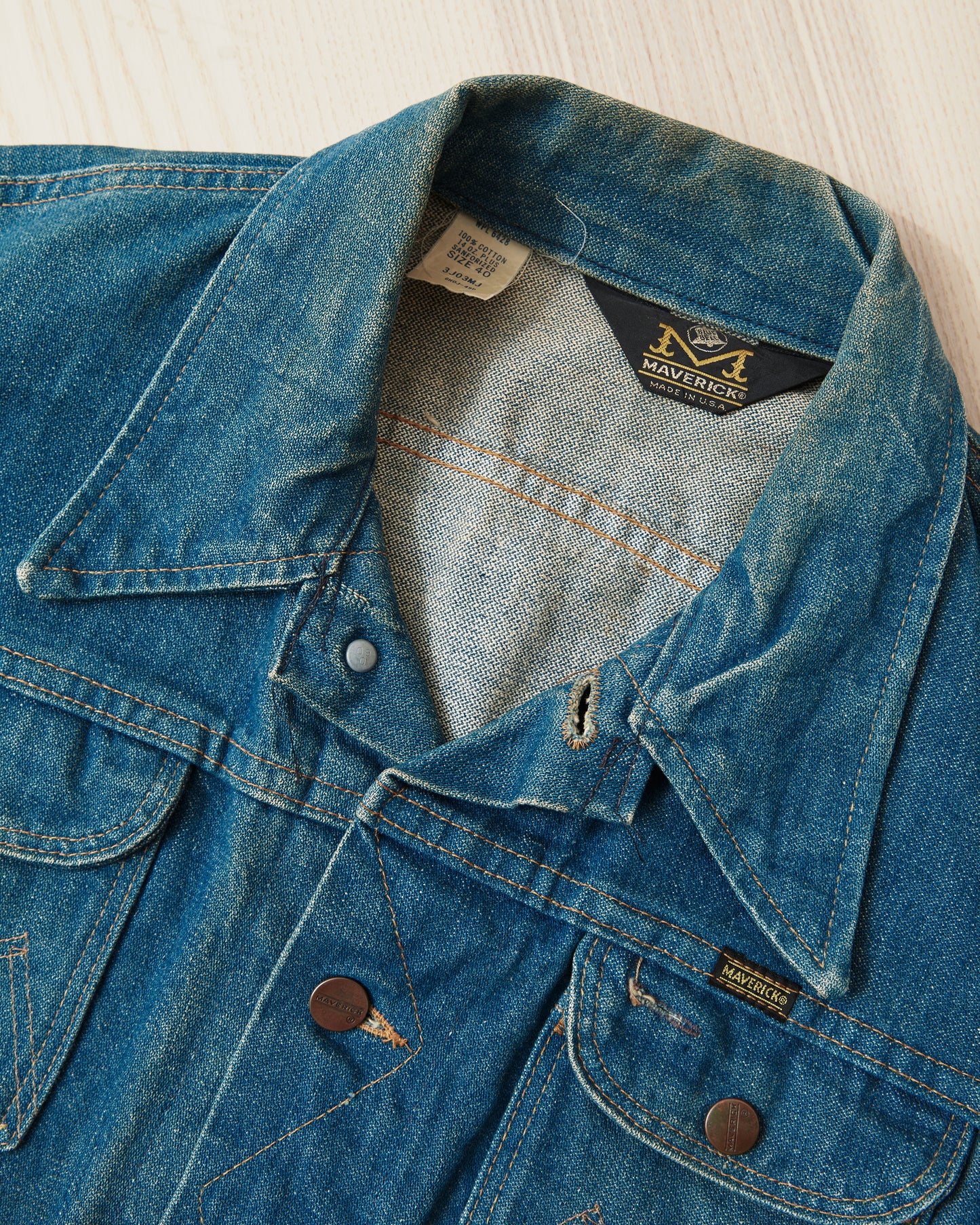 Vintage 70's Blue Bell Maverick Broken Twill Denim Jacket Size 40