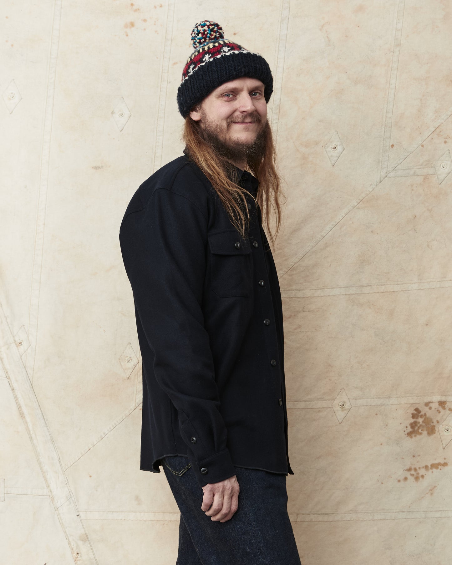 Indigofera Iconic Wool Shirt Dark Navy