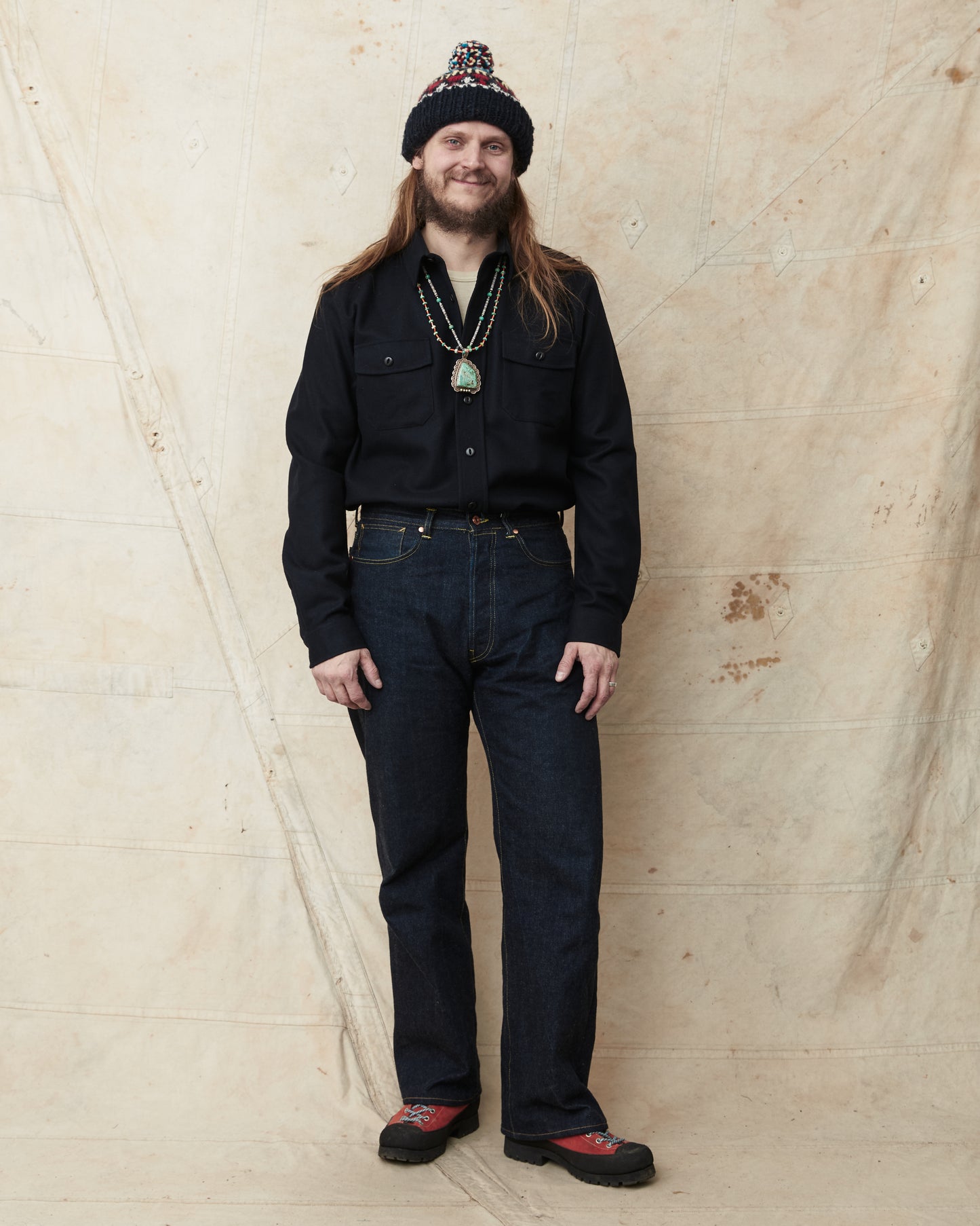 Indigofera Iconic Wool Shirt Dark Navy