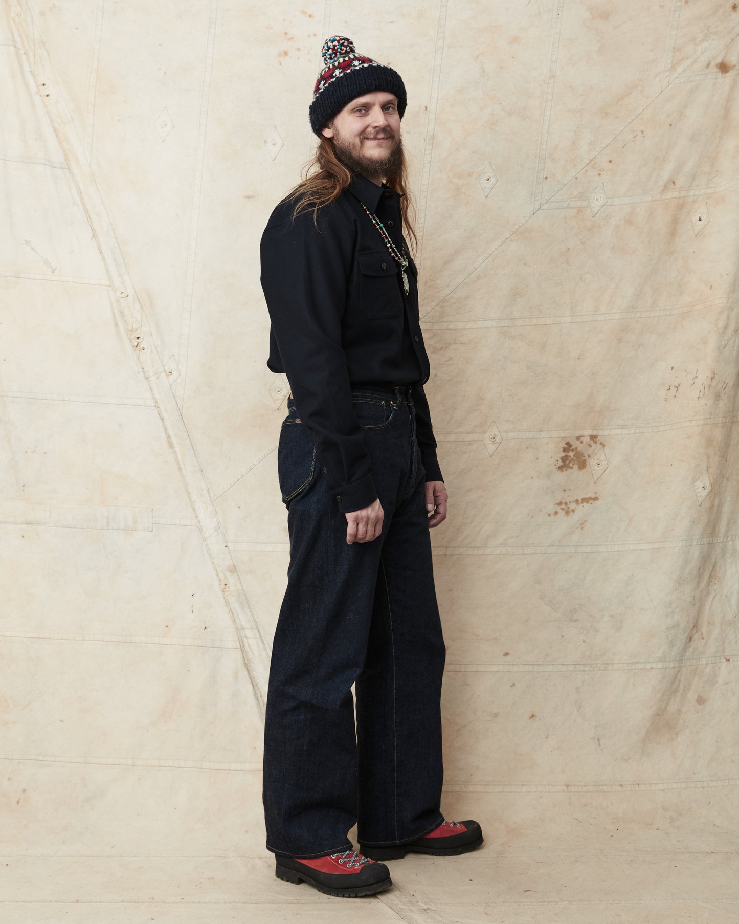 Indigofera Iconic Wool Shirt Dark Navy