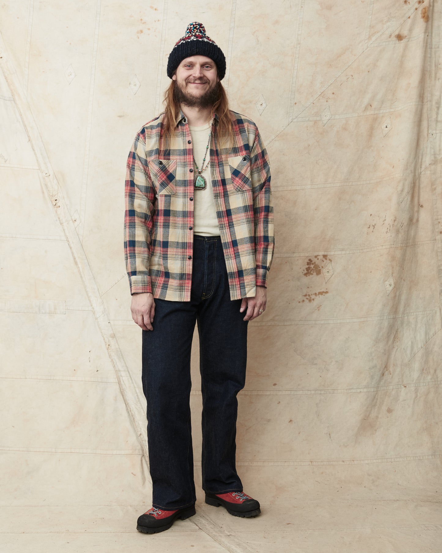 Sugar Cane & Co. SC29562 Twill Check Flanell Work Shirt