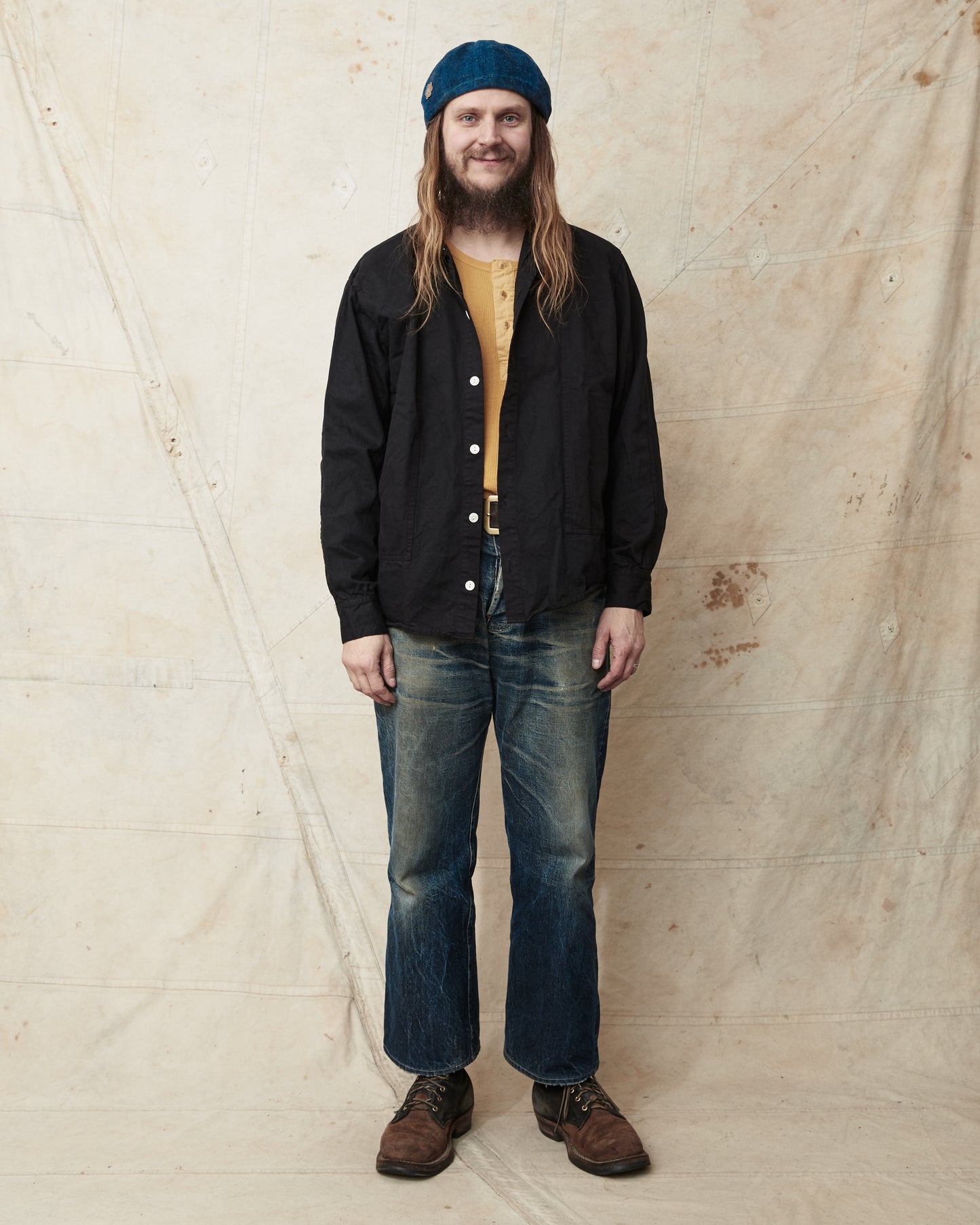 Tender Type 439 Stole Pocket Butterfly Shirt Black Hole Dyed