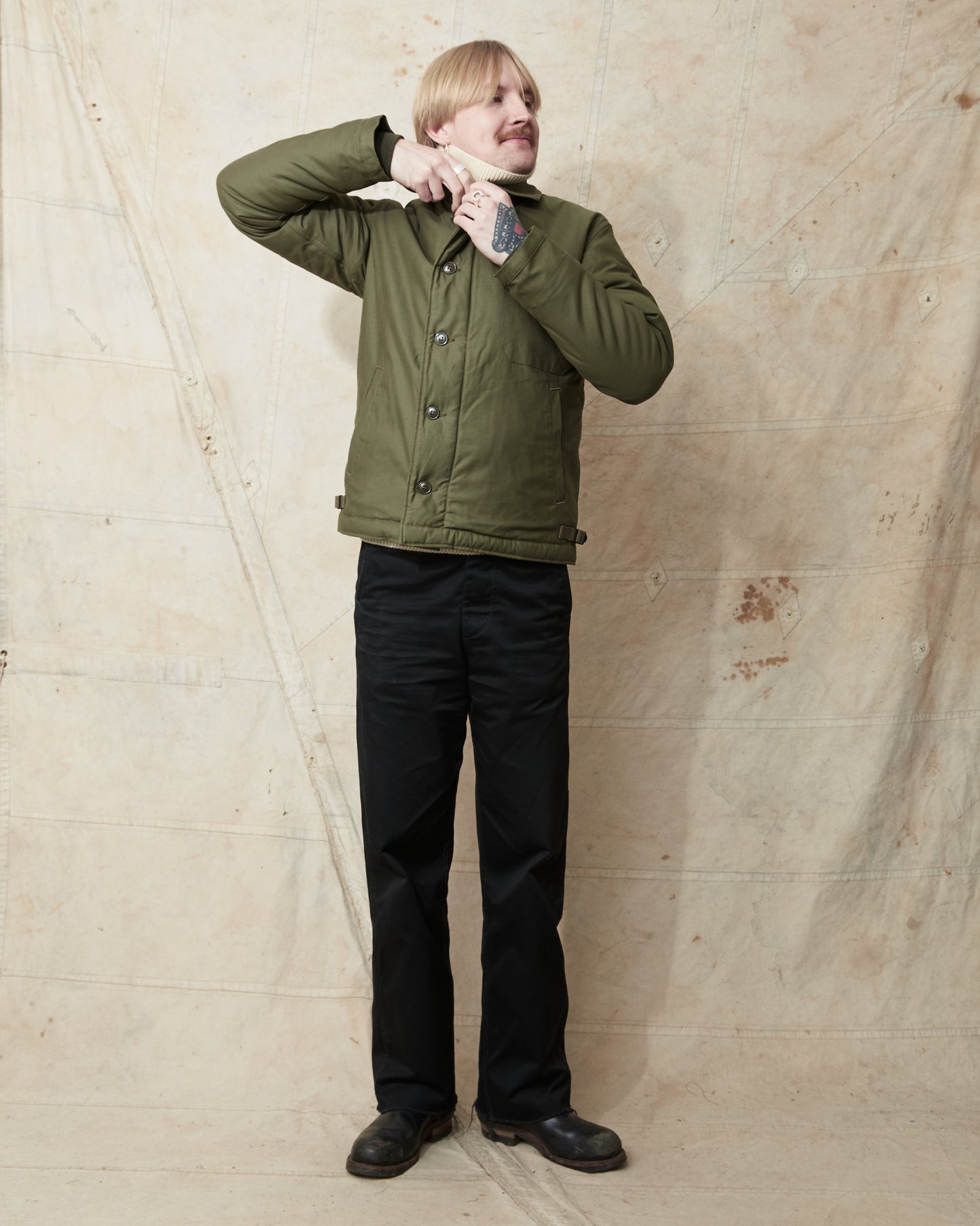 Buzz Rickson's BR14956 Type A-2 Intermediate Cold Weather Deck Jacket Olive Drab