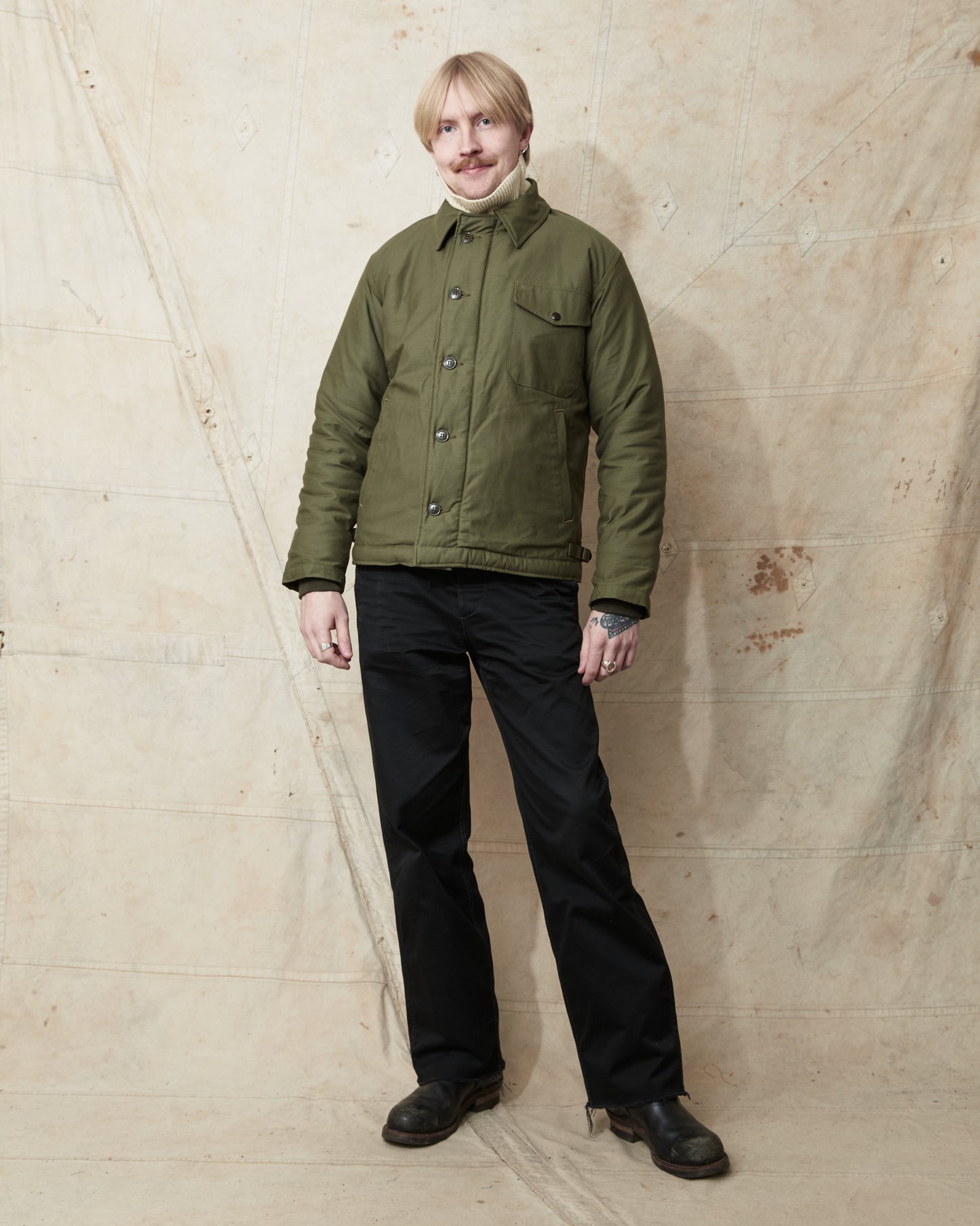 Buzz Rickson's BR14956 Type A-2 Intermediate Cold Weather Deck Jacket Olive Drab