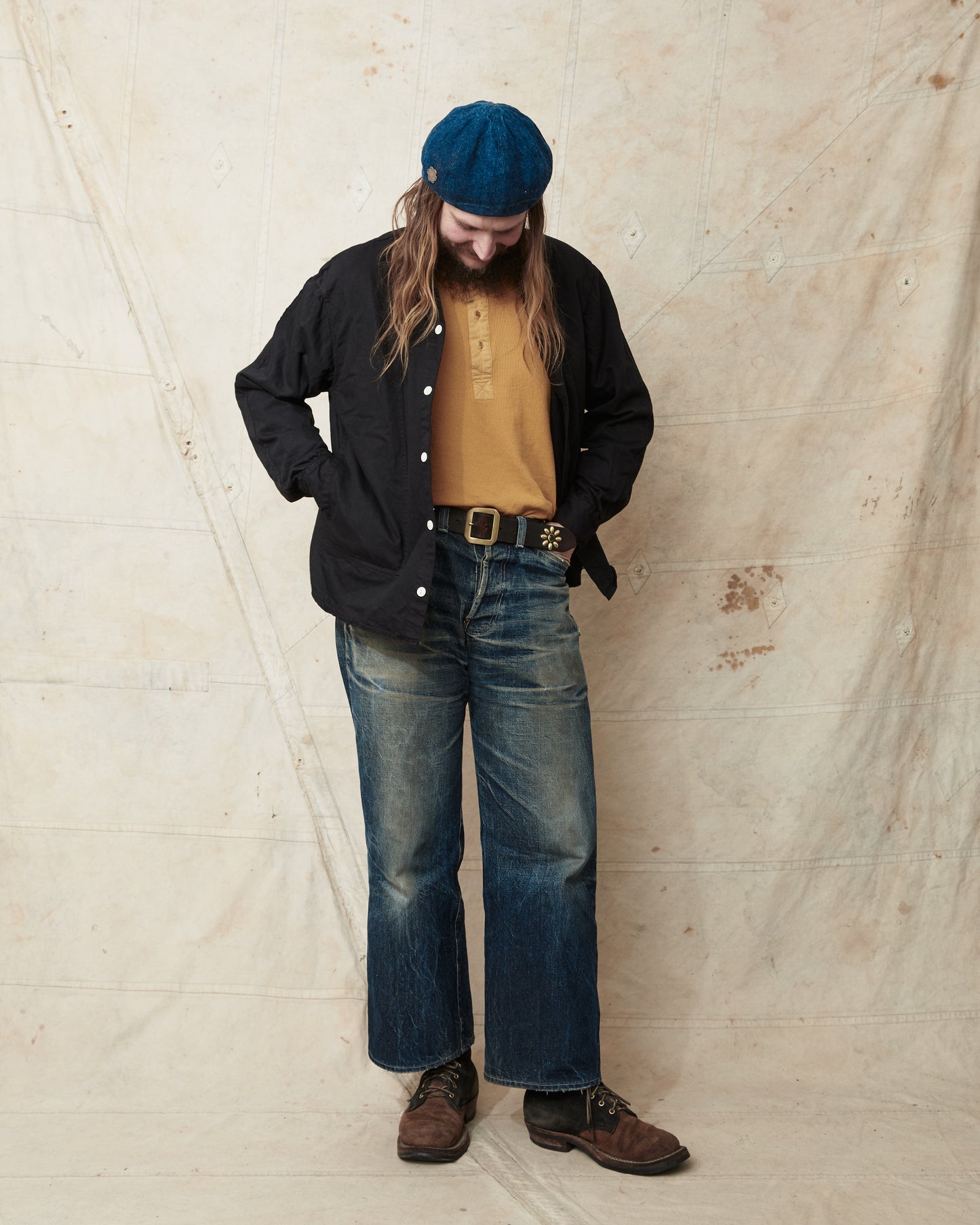 Tender Type 439 Stole Pocket Butterfly Shirt Black Hole Dyed