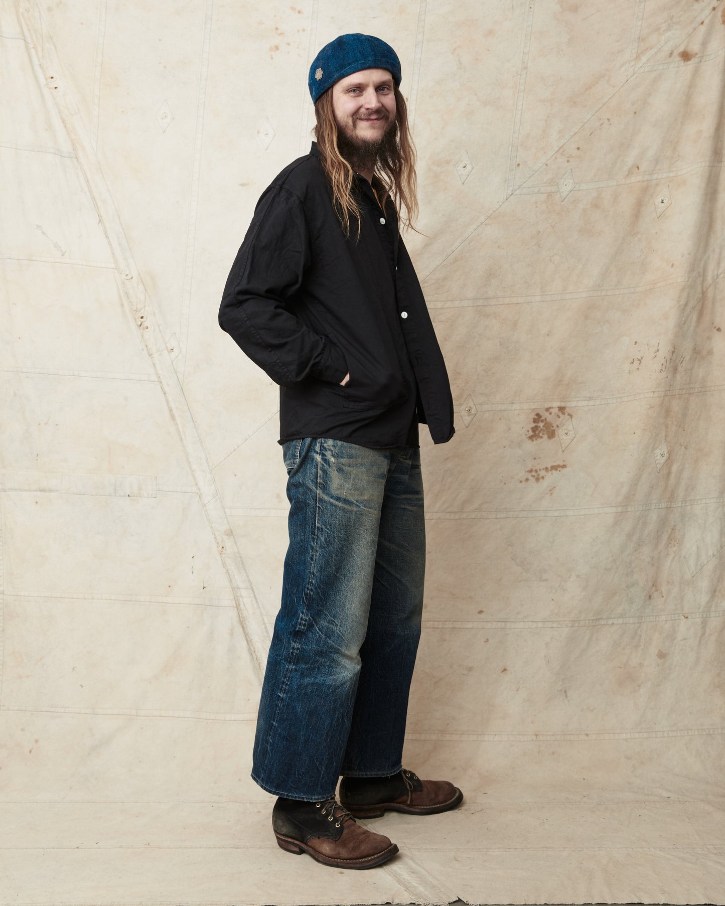 Tender Type 439 Stole Pocket Butterfly Shirt Black Hole Dyed