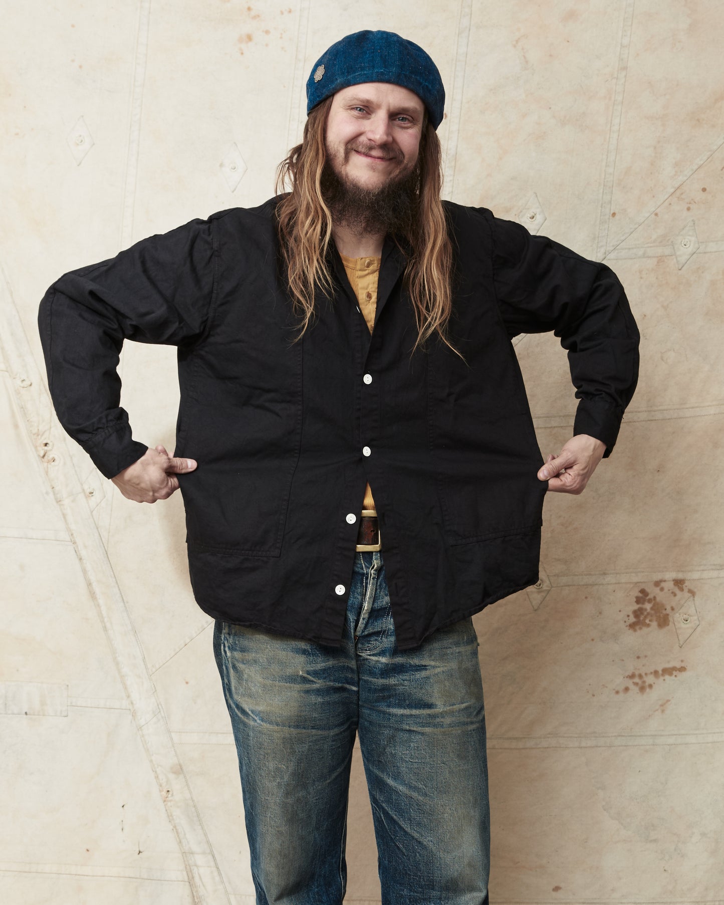 Tender Type 439 Stole Pocket Butterfly Shirt Black Hole Dyed