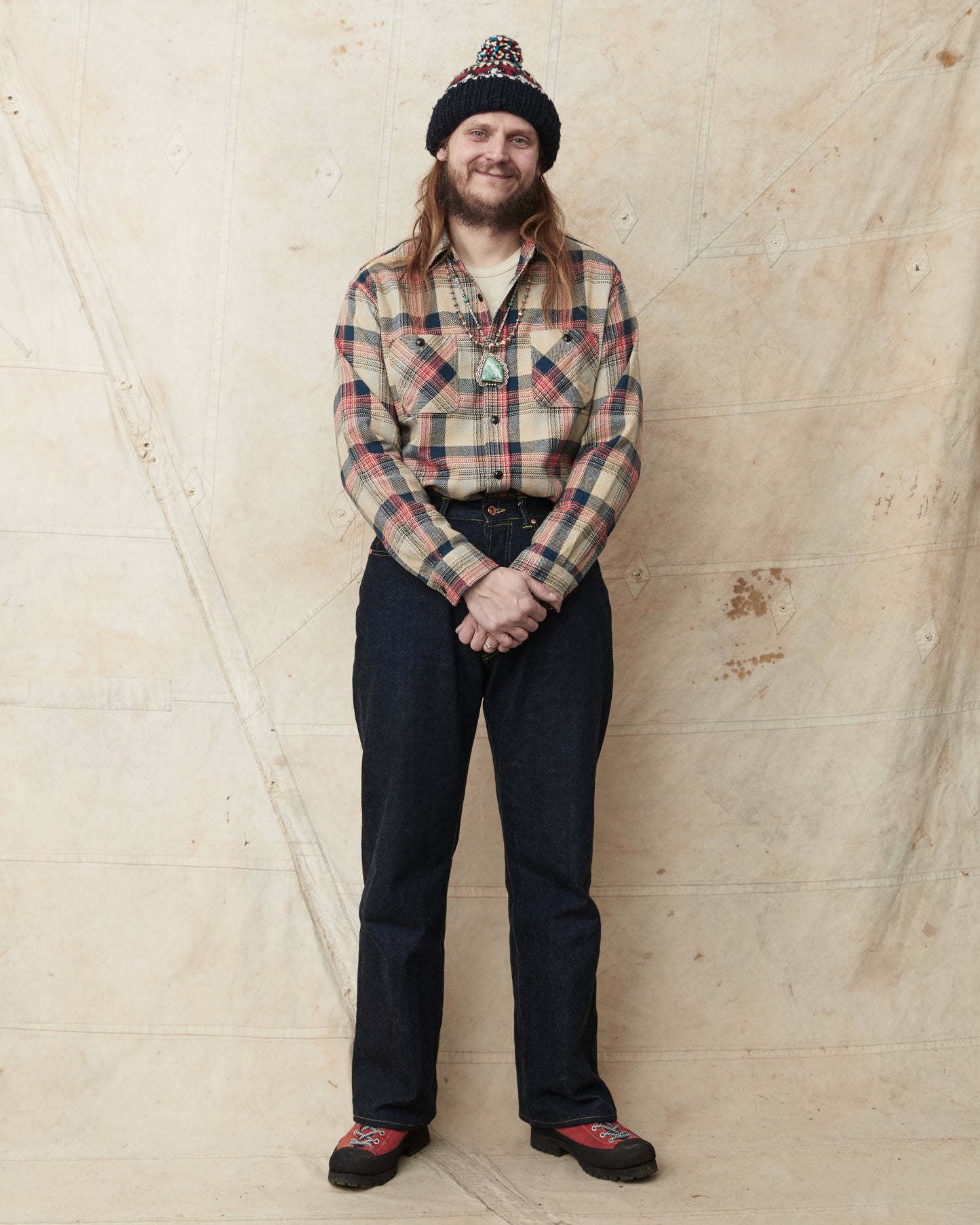 Sugar Cane & Co. SC29562 Twill Check Flanell Work Shirt