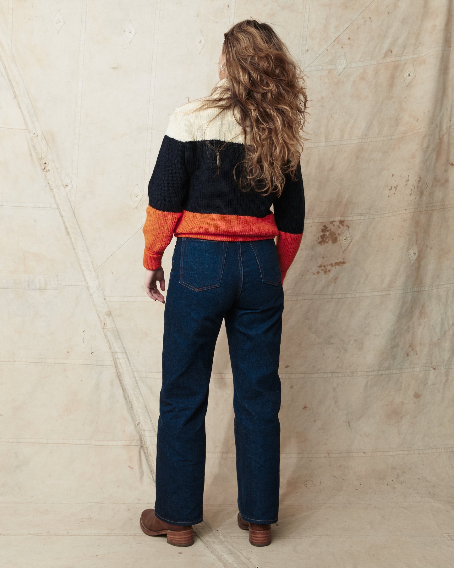 Heimat Signal Rollneck Wool Sweater Seashell / Ink / Rescue Orange