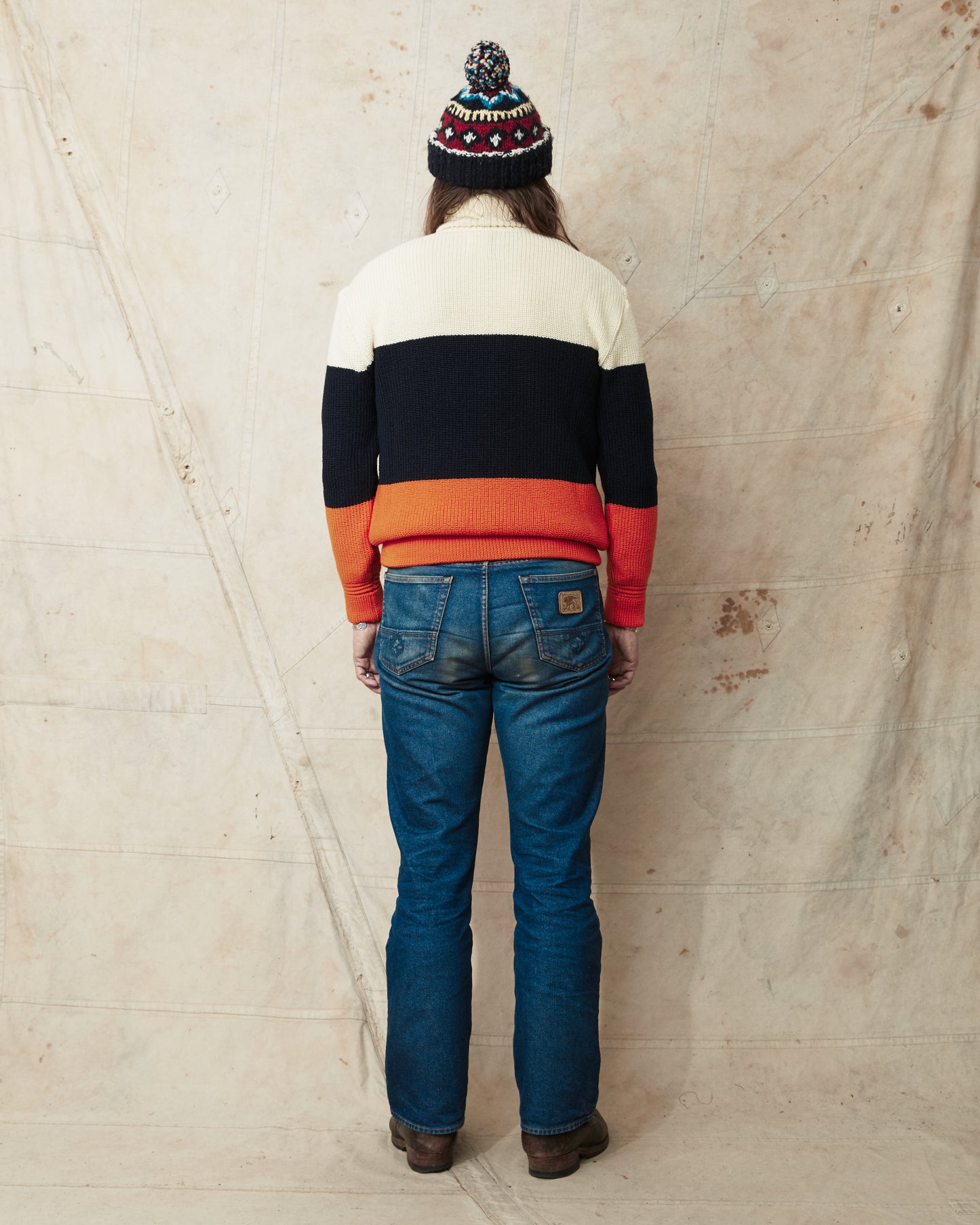Heimat Signal Rollneck Wool Sweater Seashell / Ink / Rescue Orange