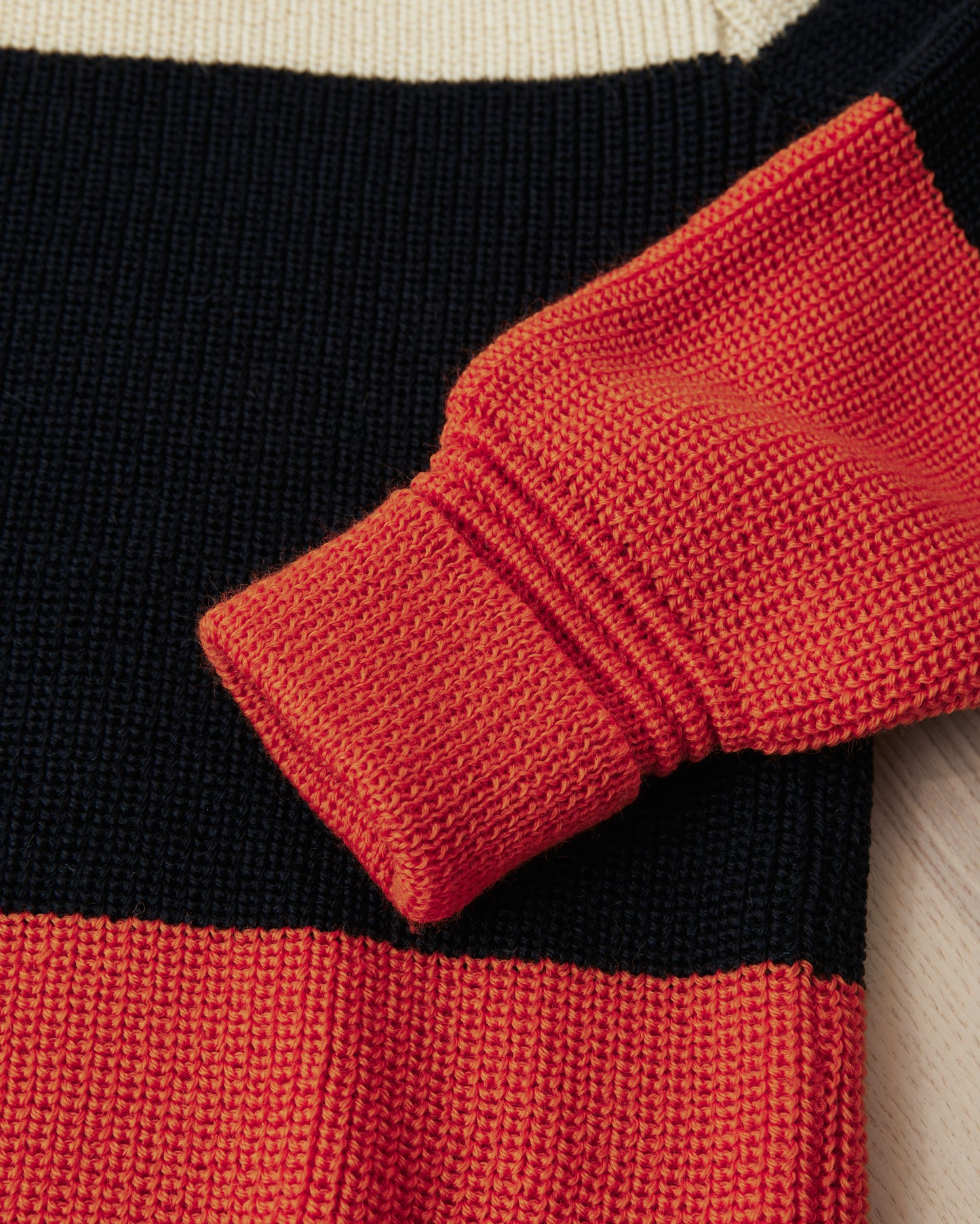 Heimat Signal Rollneck Wool Sweater Seashell / Ink / Rescue Orange