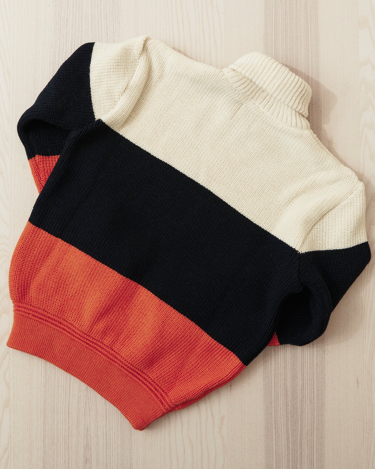 Heimat Signal Rollneck Wool Sweater Seashell / Ink / Rescue Orange