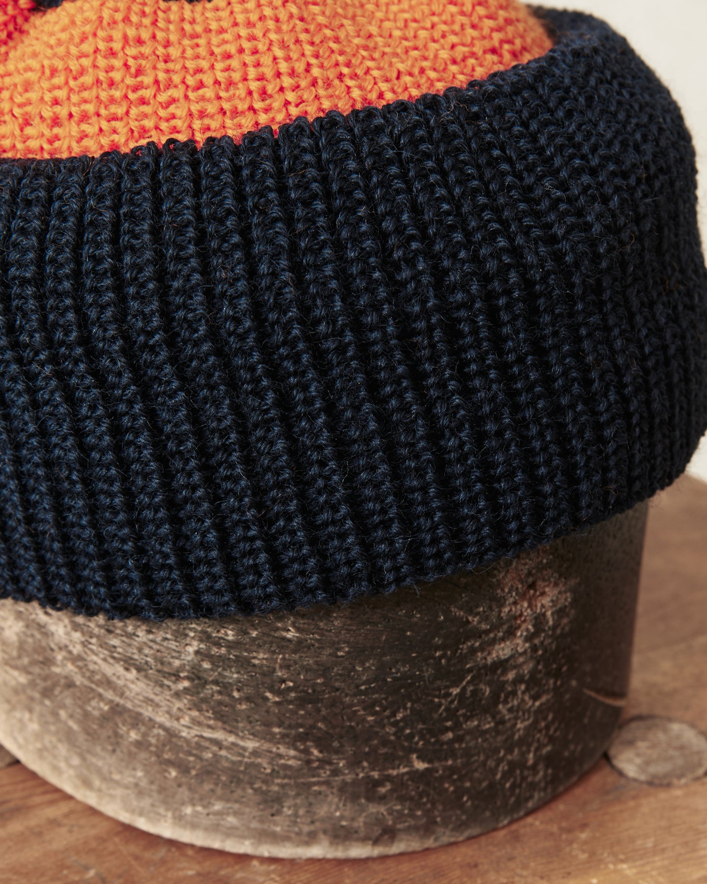 Heimat Wool U Boat Bobble Hat Rescue Orange / Ink