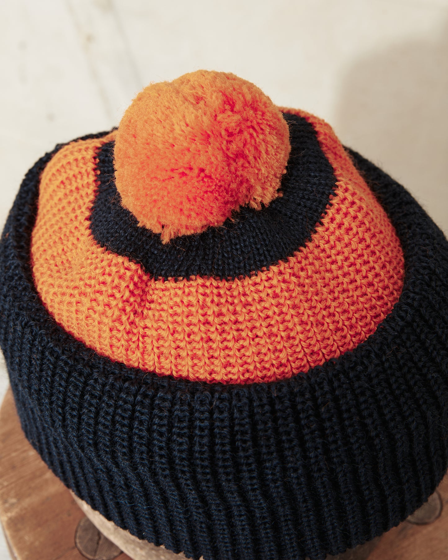 Heimat Wool U Boat Bobble Hat Rescue Orange / Ink