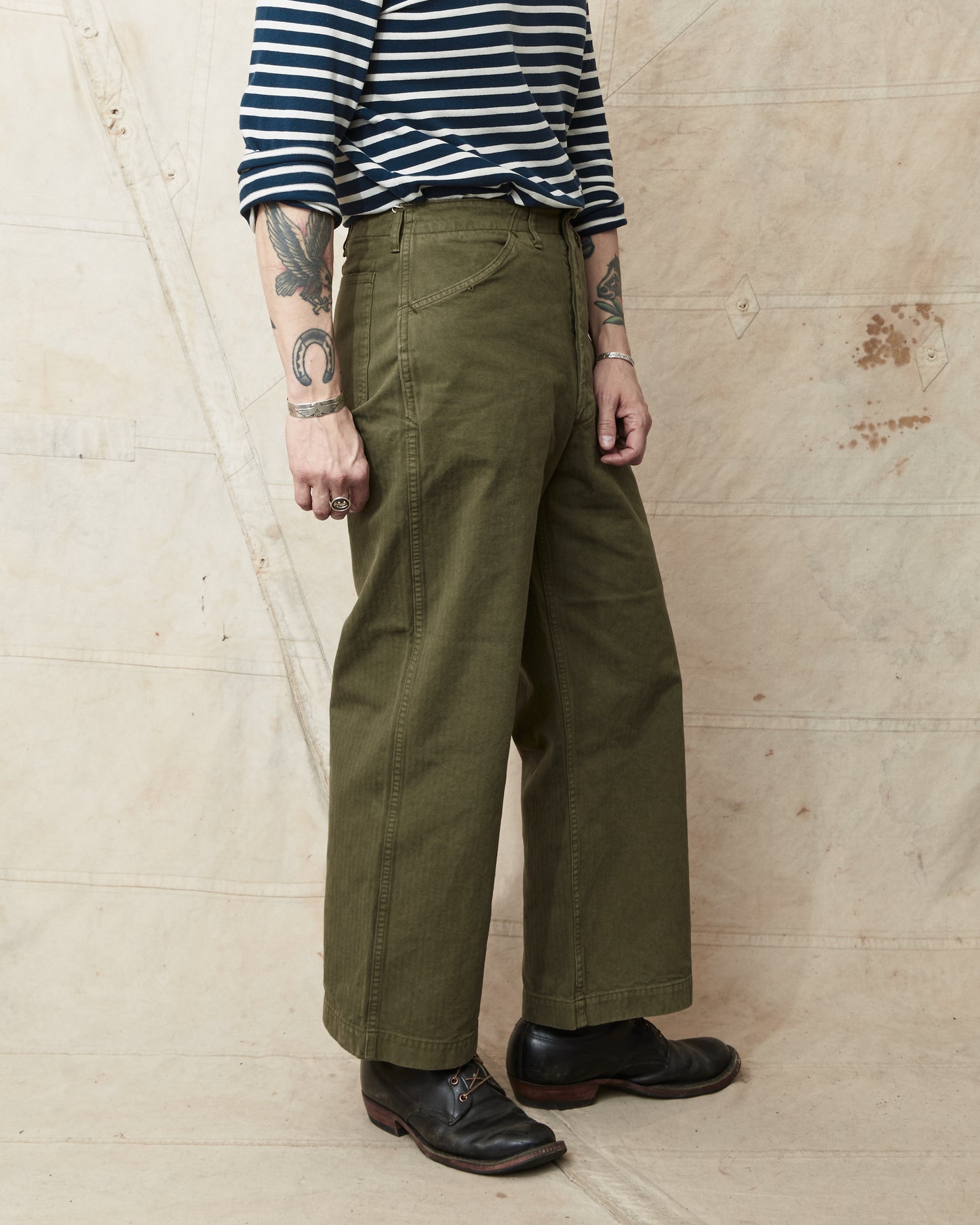 OrSlow 5210 USMC Herringbone Trouser Wide Fit Dark Olive