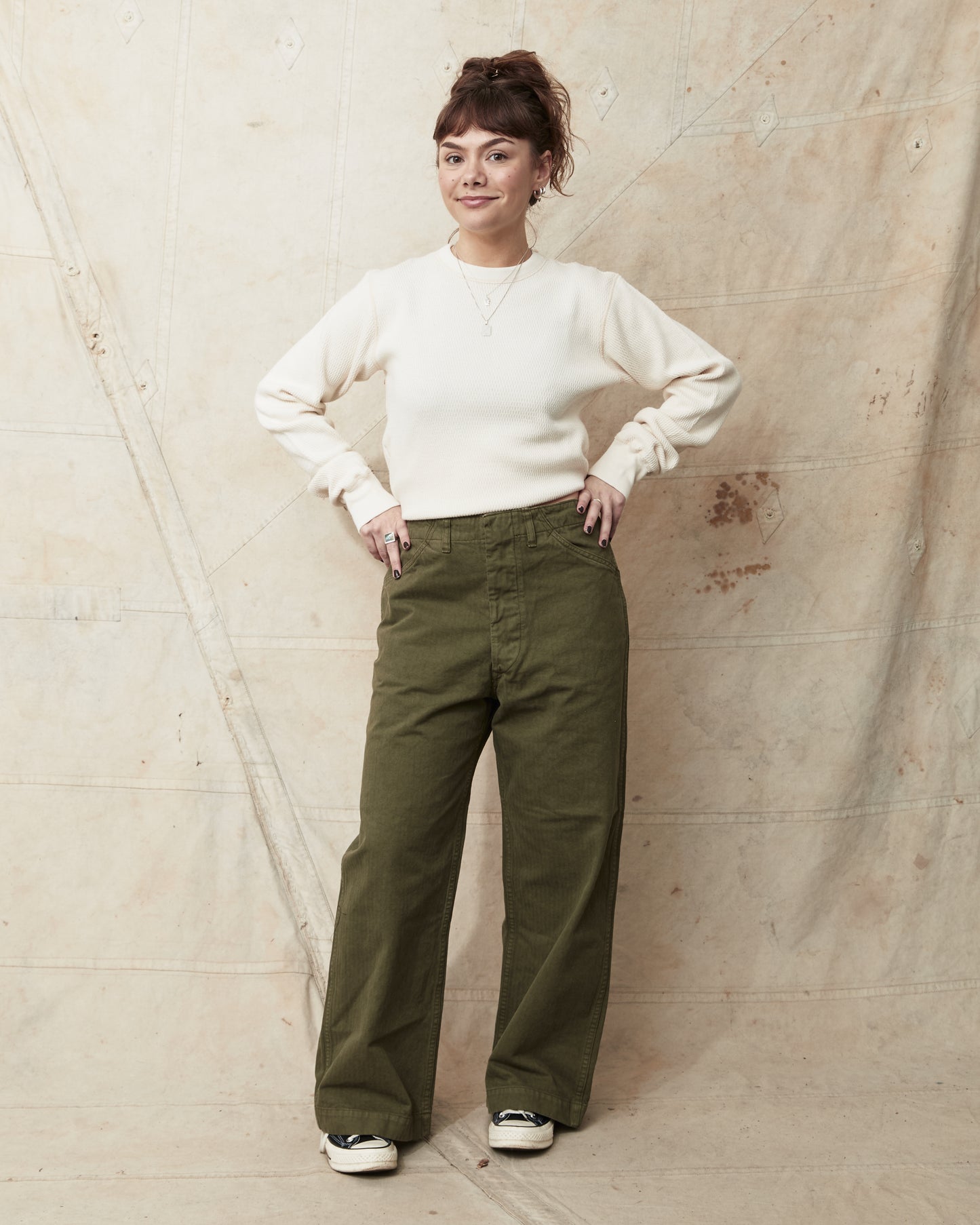 OrSlow 5210 USMC Herringbone Trouser Wide Fit Dark Olive