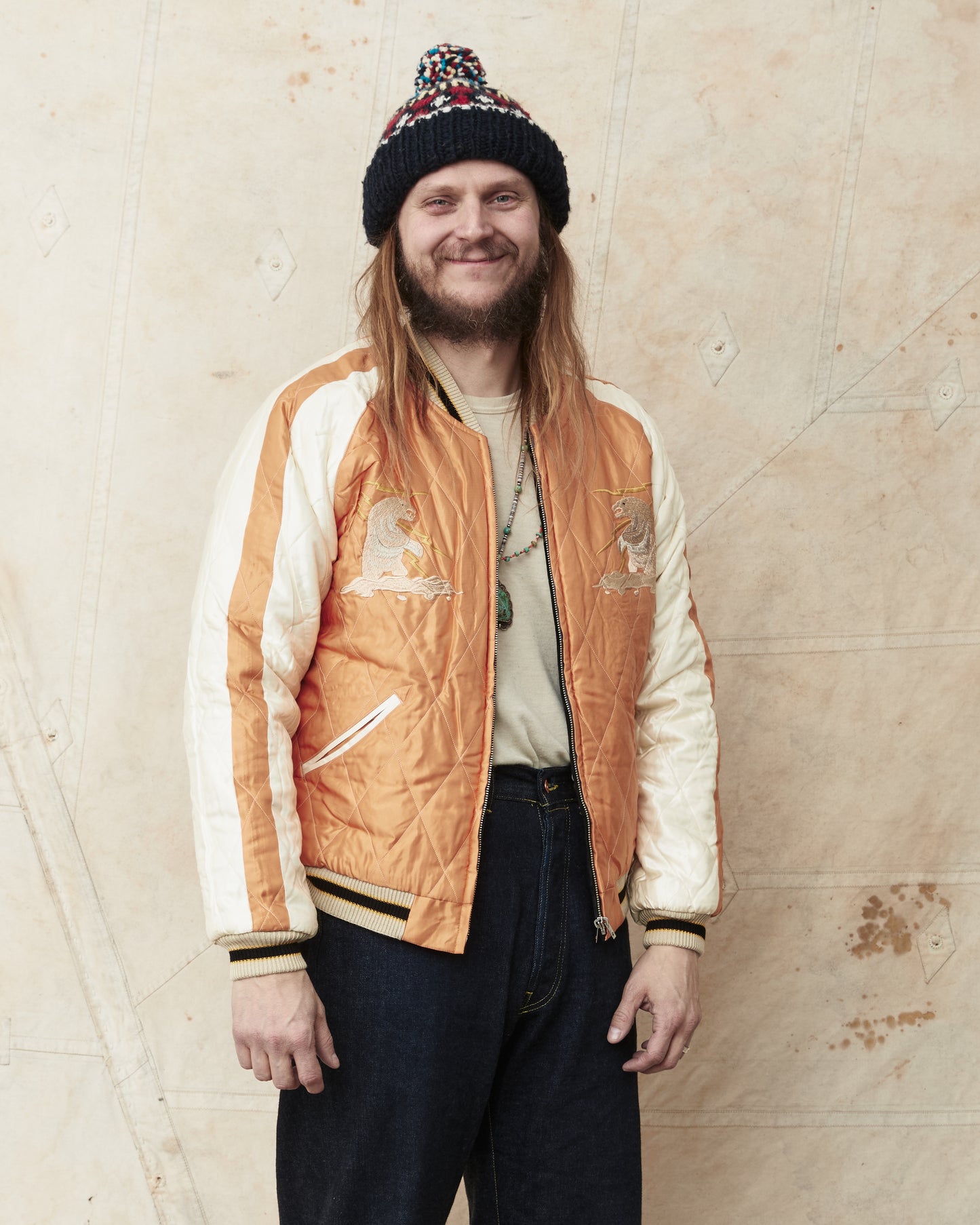 Tailor Toyo TT15792 Souvenir "Sukajan" Late 1950s Style Velveteen Jacket Polar Bear x Alaska Map