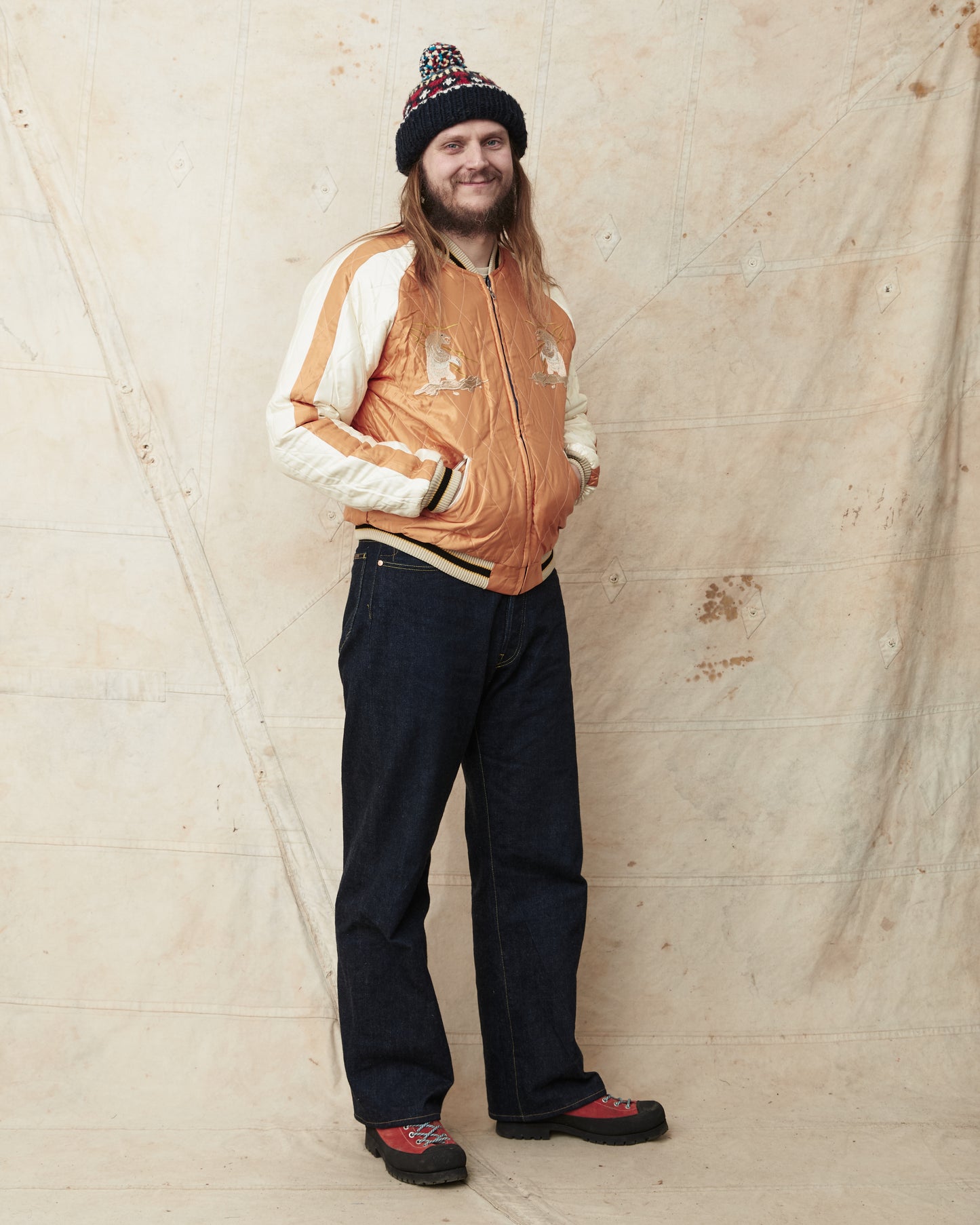 Tailor Toyo TT15792 Souvenir "Sukajan" Late 1950s Style Velveteen Jacket Polar Bear x Alaska Map