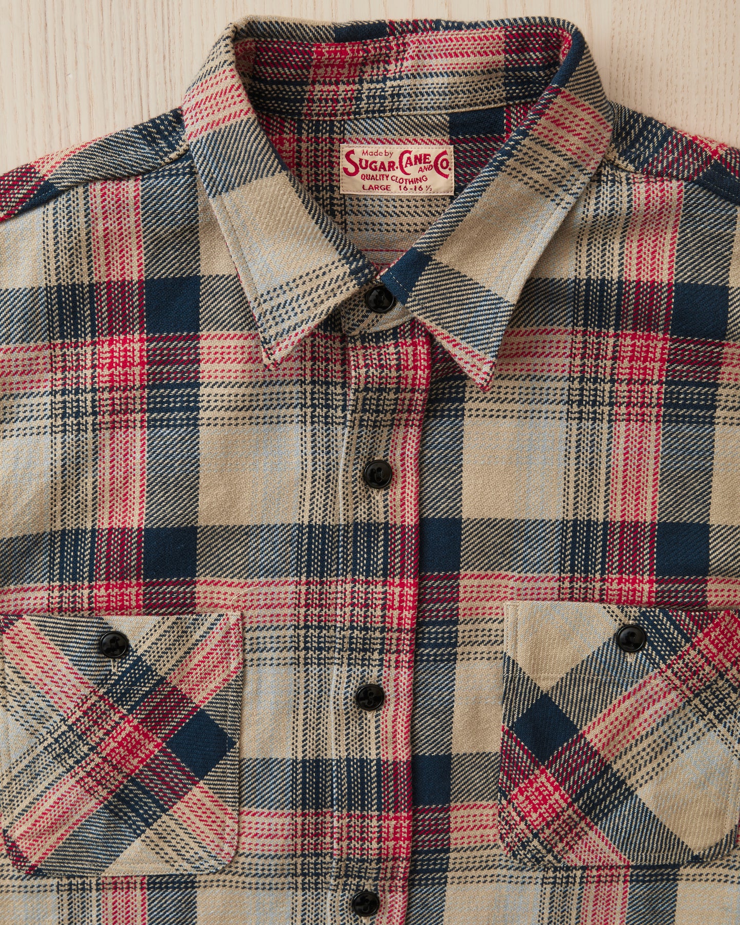 Sugar Cane & Co. SC29562 Twill Check Flanell Work Shirt