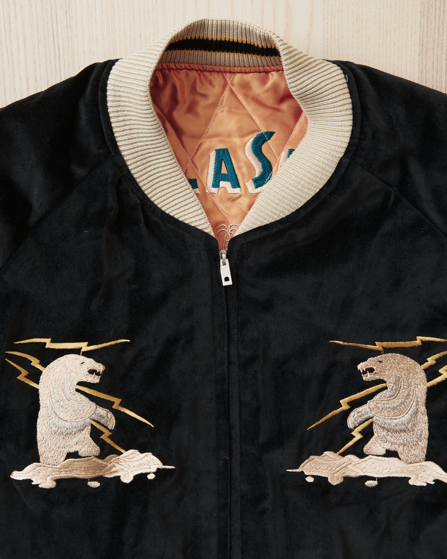 Tailor Toyo TT15792 Souvenir "Sukajan" Late 1950s Style Velveteen Jacket Polar Bear x Alaska Map