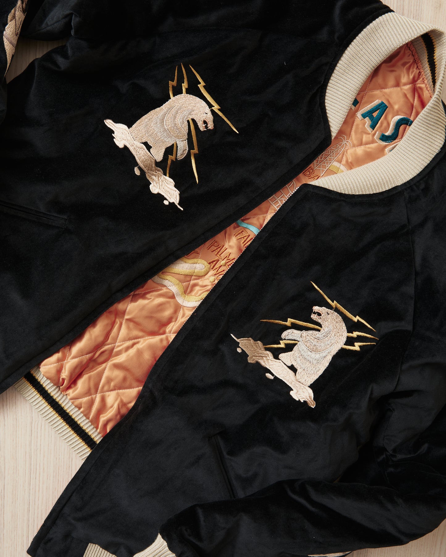 Tailor Toyo TT15792 Souvenir "Sukajan" Late 1950s Style Velveteen Jacket Polar Bear x Alaska Map