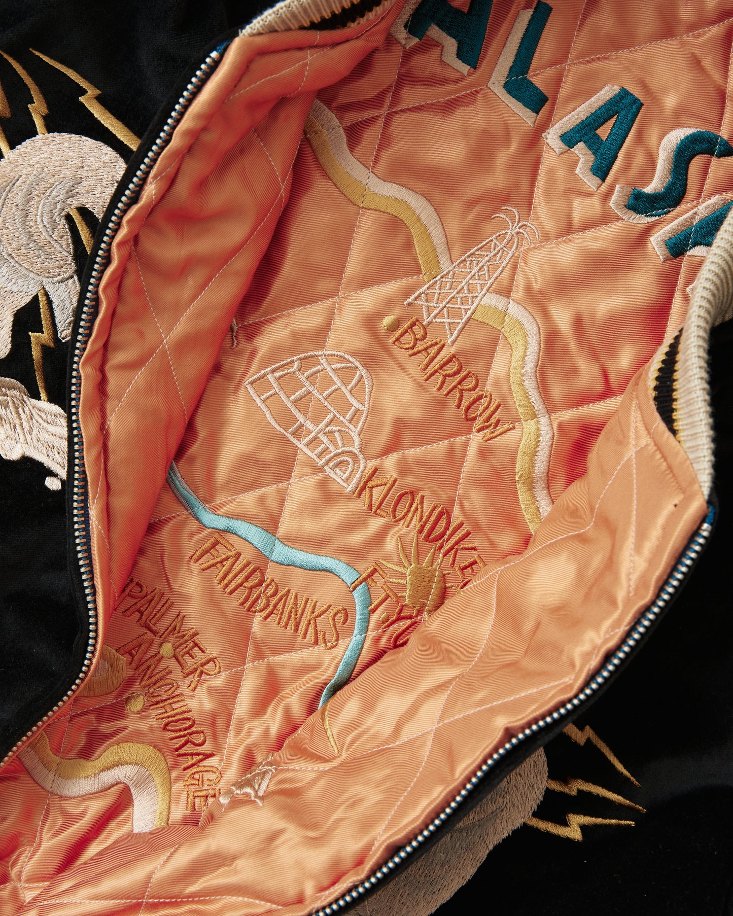 Tailor Toyo TT15792 Souvenir "Sukajan" Late 1950s Style Velveteen Jacket Polar Bear x Alaska Map