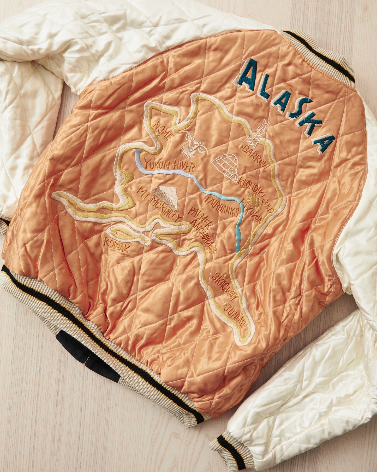 Tailor Toyo TT15792 Souvenir "Sukajan" Late 1950s Style Velveteen Jacket Polar Bear x Alaska Map