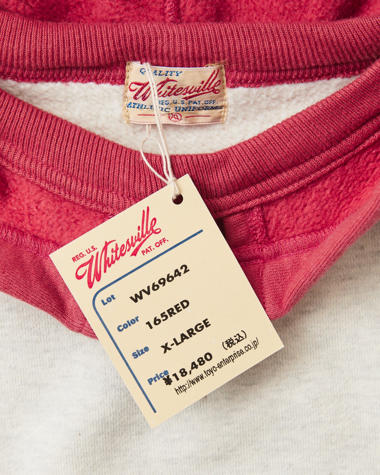 Whitesville WV69642 Two Tone Attached Hood Sweatshirt Oatmeal / Red