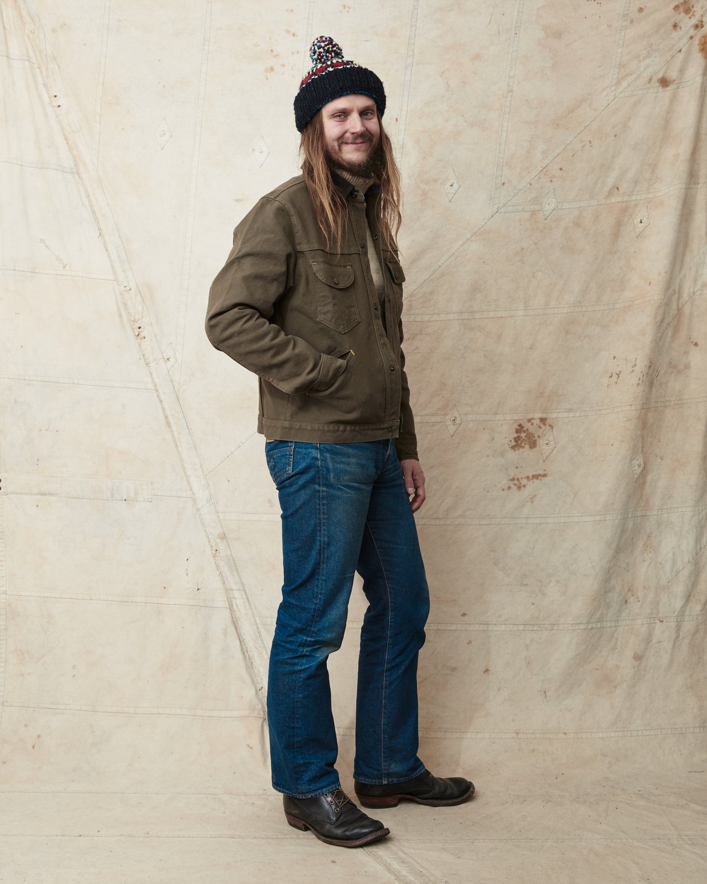 Indigofera Fargo Quarter Jacket Smithson Canvas Dark Olive