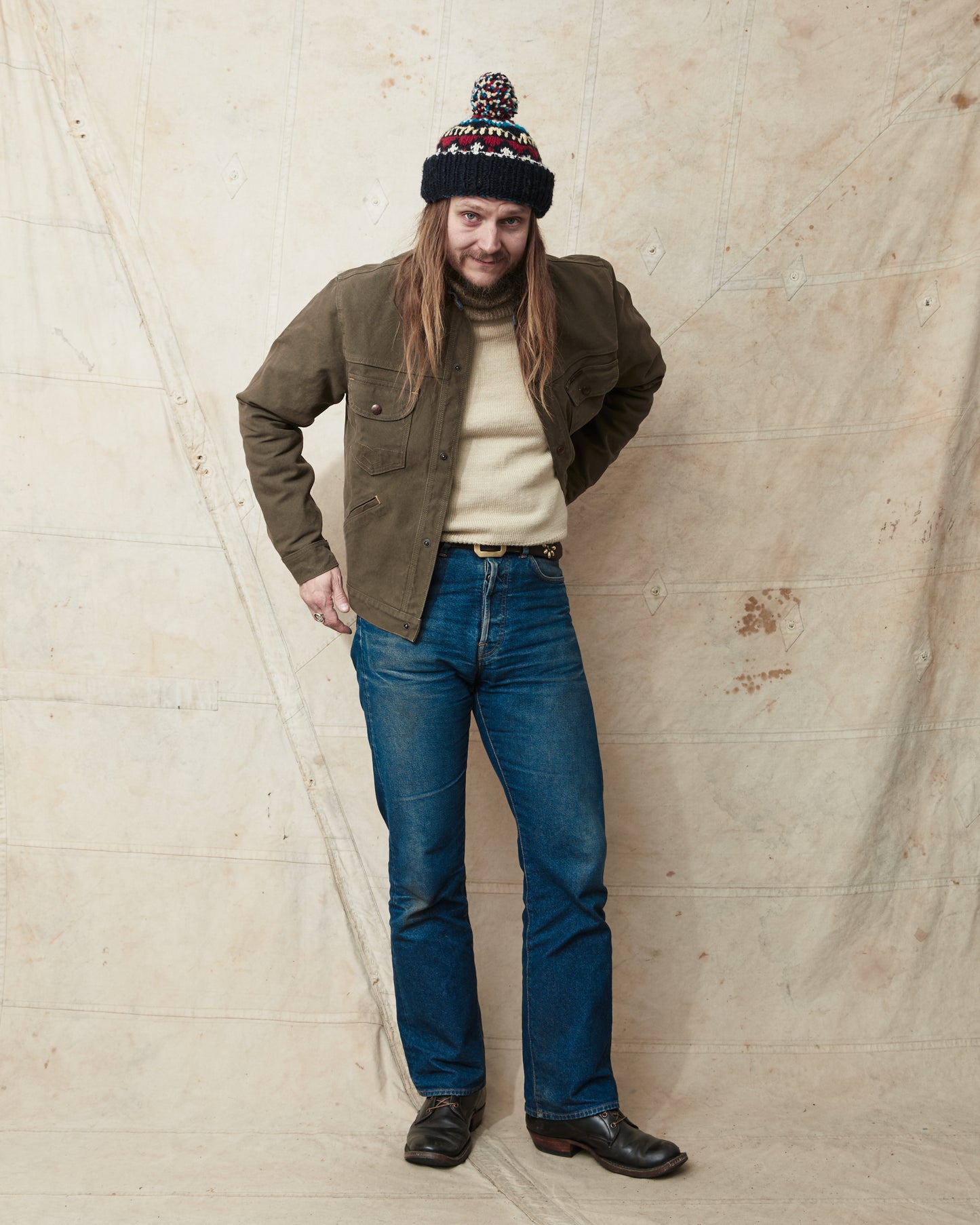 Indigofera Fargo Quarter Jacket Smithson Canvas Dark Olive