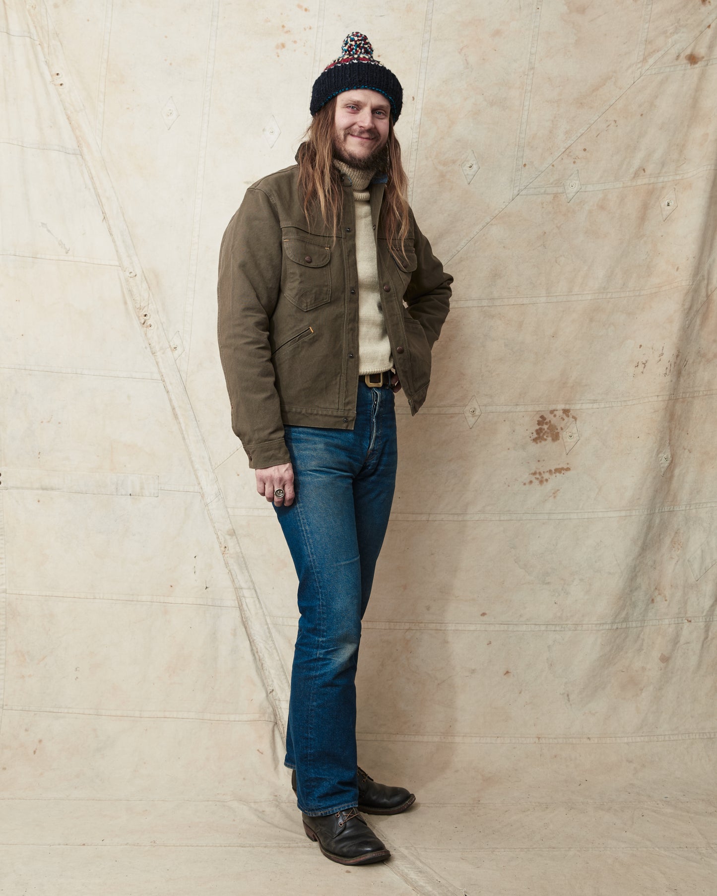 Indigofera Fargo Quarter Jacket Smithson Canvas Dark Olive