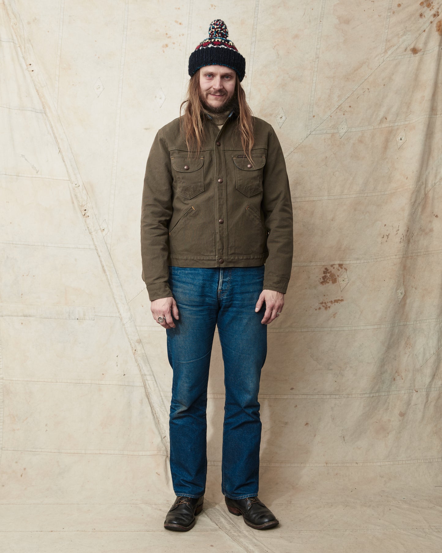 Indigofera Fargo Quarter Jacket Smithson Canvas Dark Olive