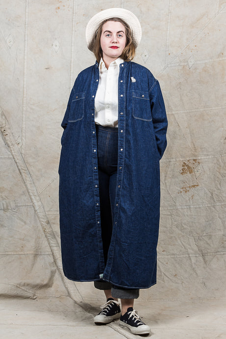 OrSlow Stand Collar Denim Shirt Dress