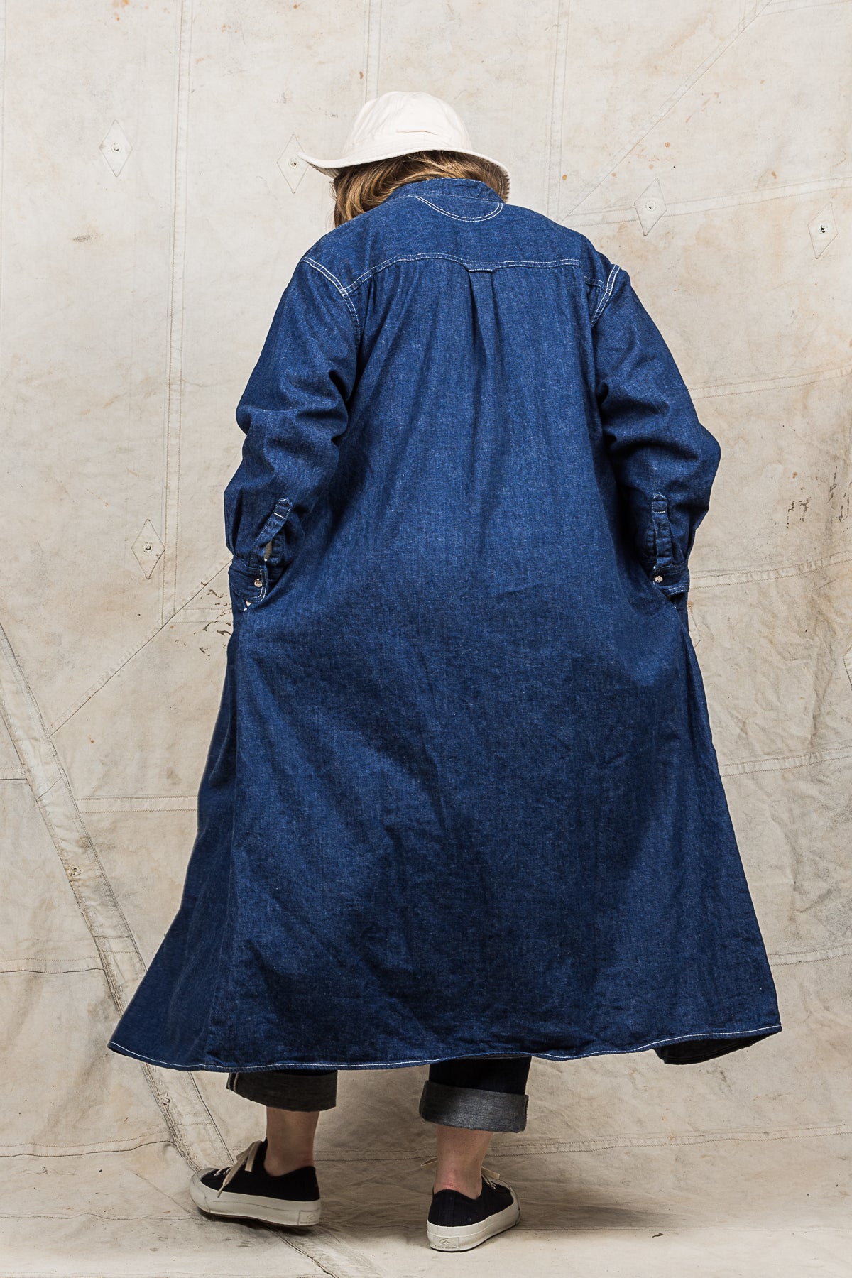 OrSlow Stand Collar Denim Shirt Dress