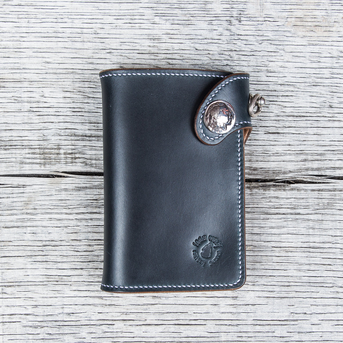 Lone Wolf Leathers Handmade Medium Wallet Horween Chromexcel Navy Blue