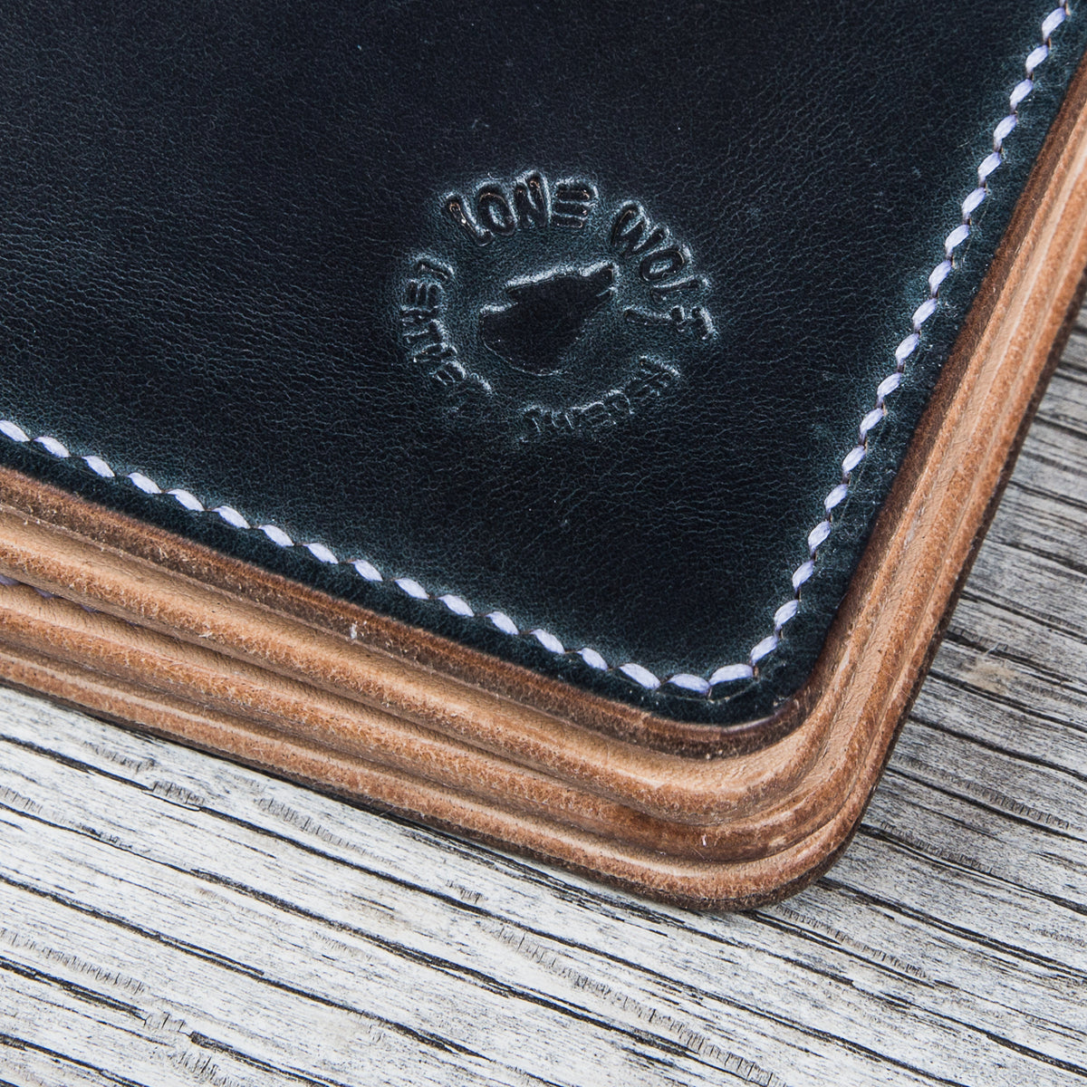 Lone Wolf Leathers Handmade Medium Wallet Horween Chromexcel Navy Blue
