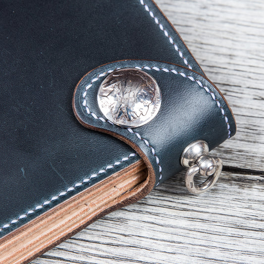 Lone Wolf Leathers Handmade Medium Wallet Horween Chromexcel Navy Blue