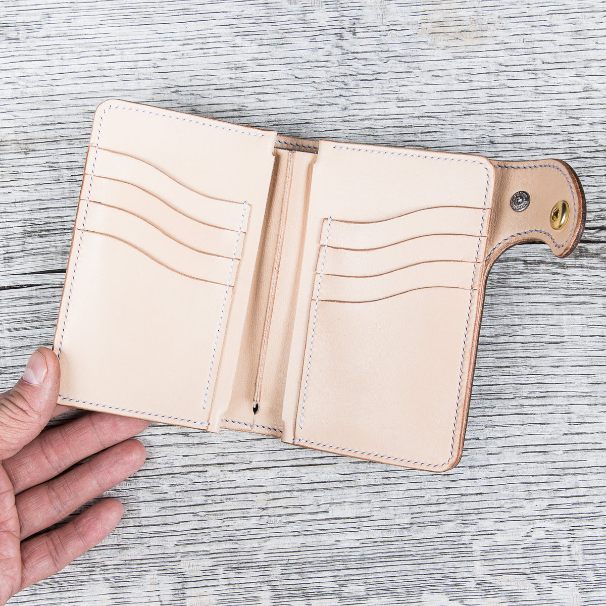 Lone Wolf Leathers Handmade Medium Wallet Horween Chromexcel Navy Blue