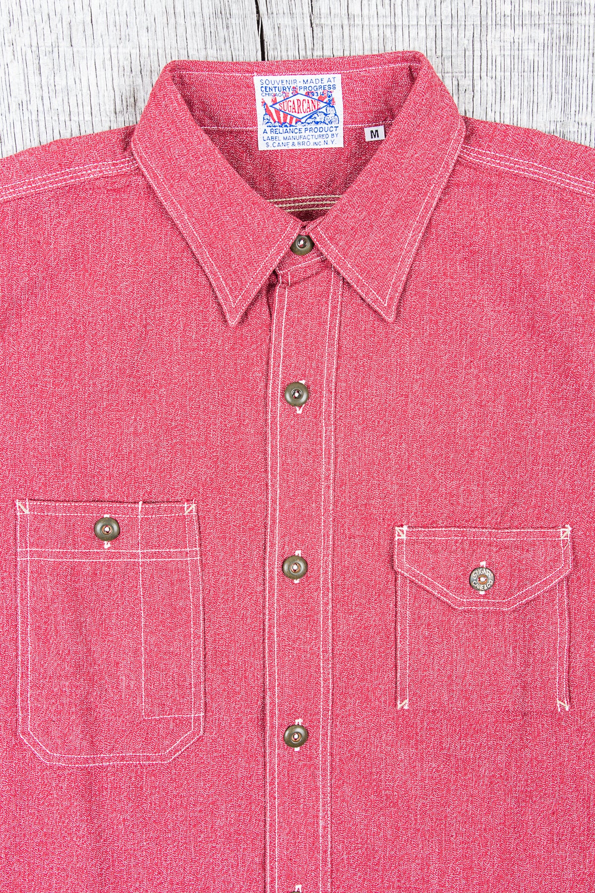 Sugar Cane 1935 5.75oz Cotton Covert Red Chambray Shirt