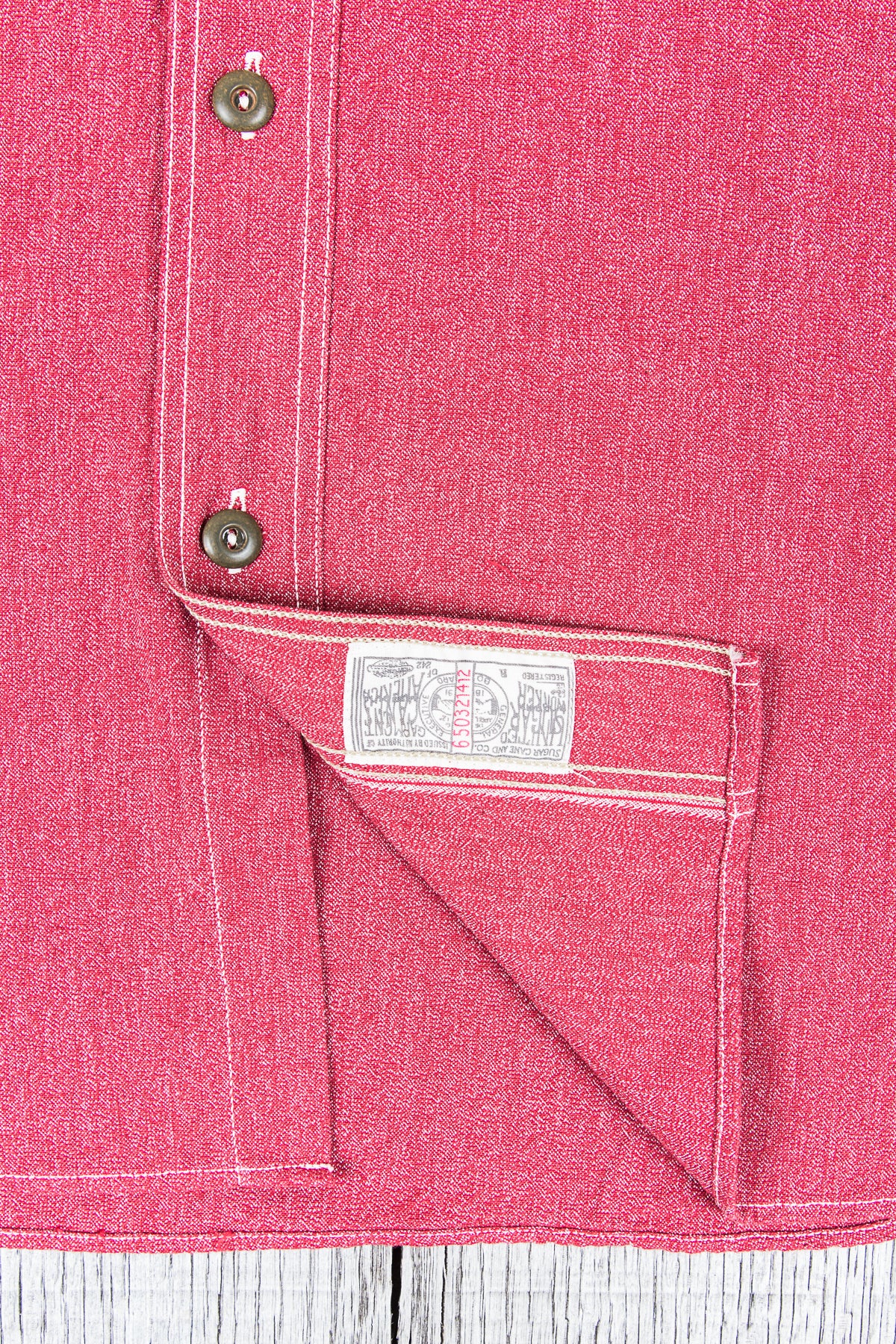 Sugar Cane 1935 5.75oz Cotton Covert Red Chambray Shirt