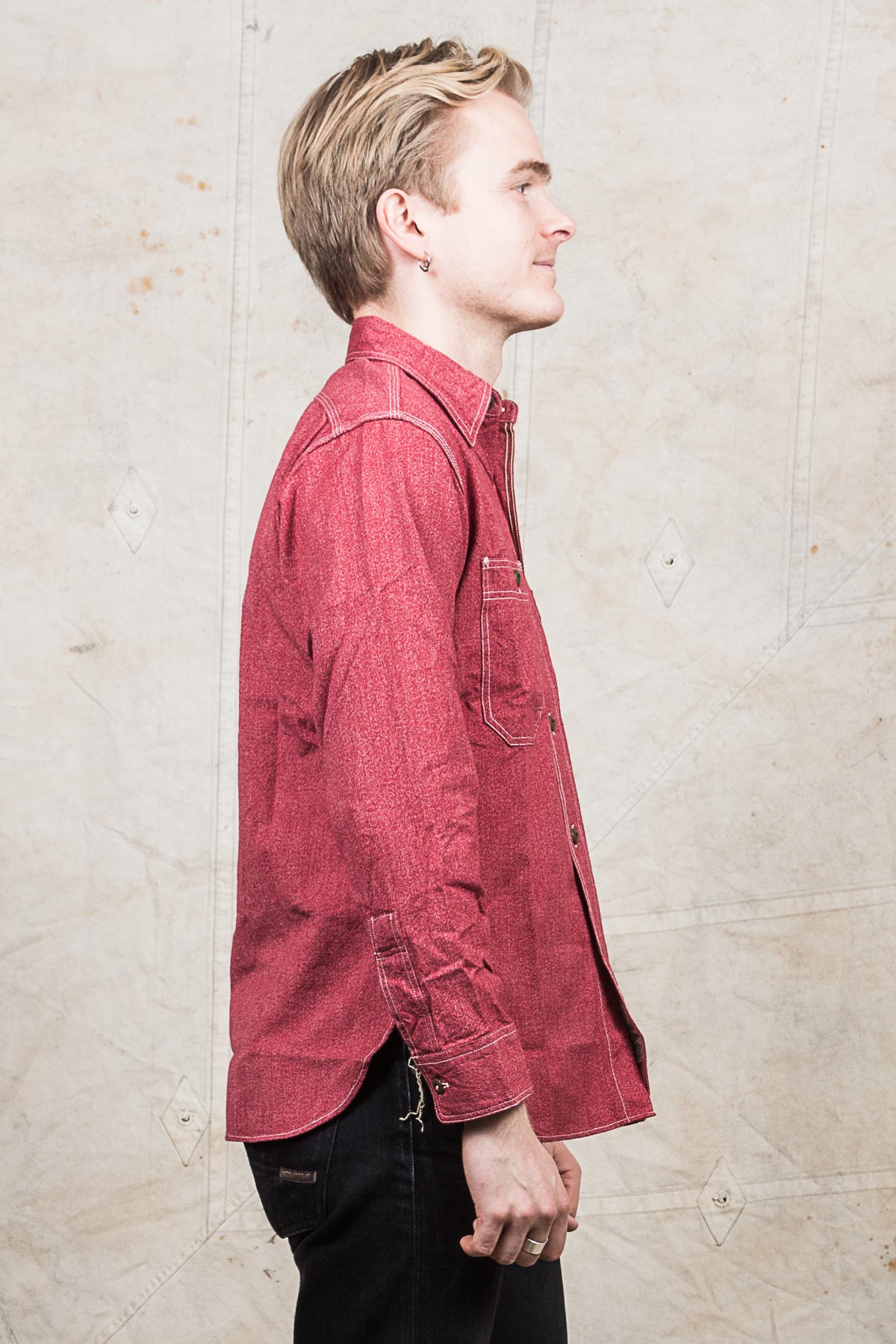 Sugar Cane 1935 5.75oz Cotton Covert Red Chambray Shirt