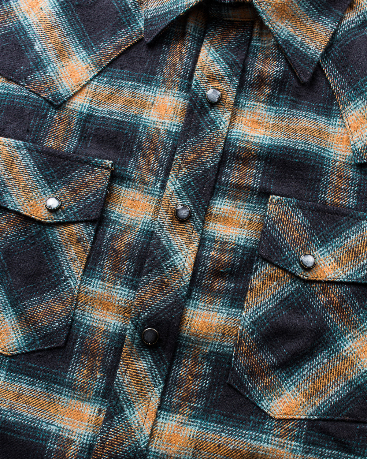 Indigofera Dawson Shirt Japanese Selvage Flannel Black / Petrol / Rust
