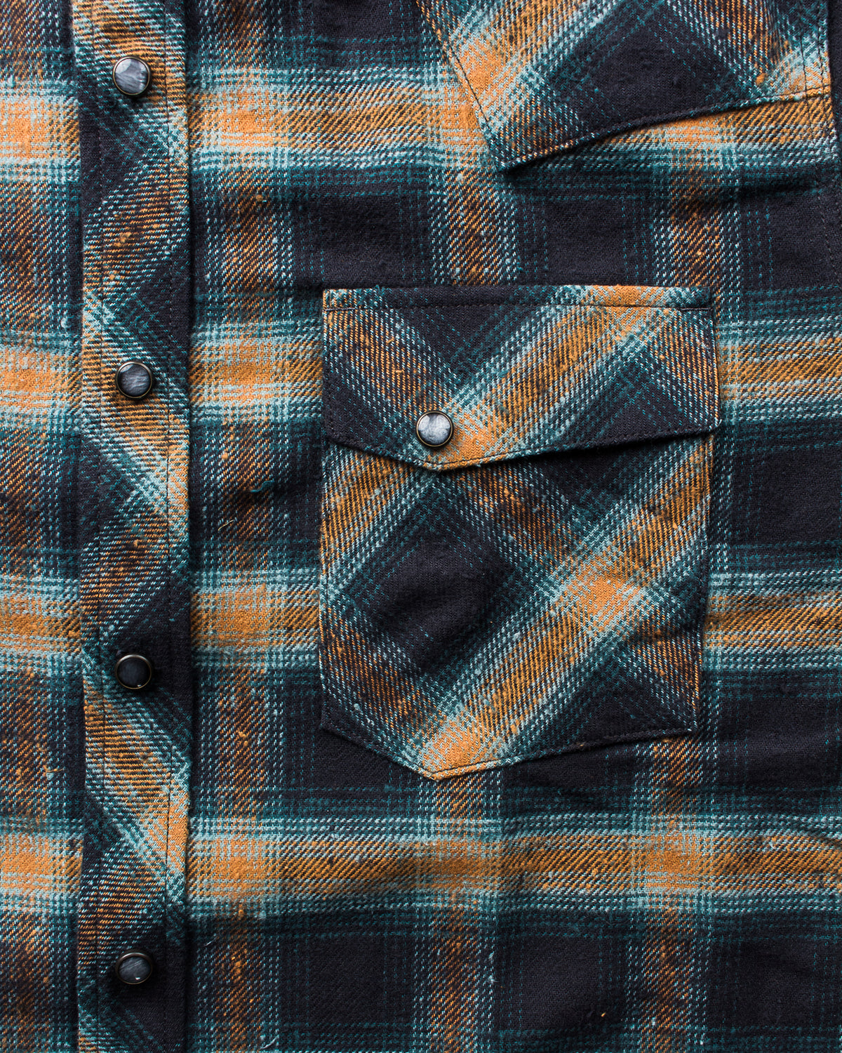 Indigofera Dawson Shirt Japanese Selvage Flannel Black / Petrol / Rust