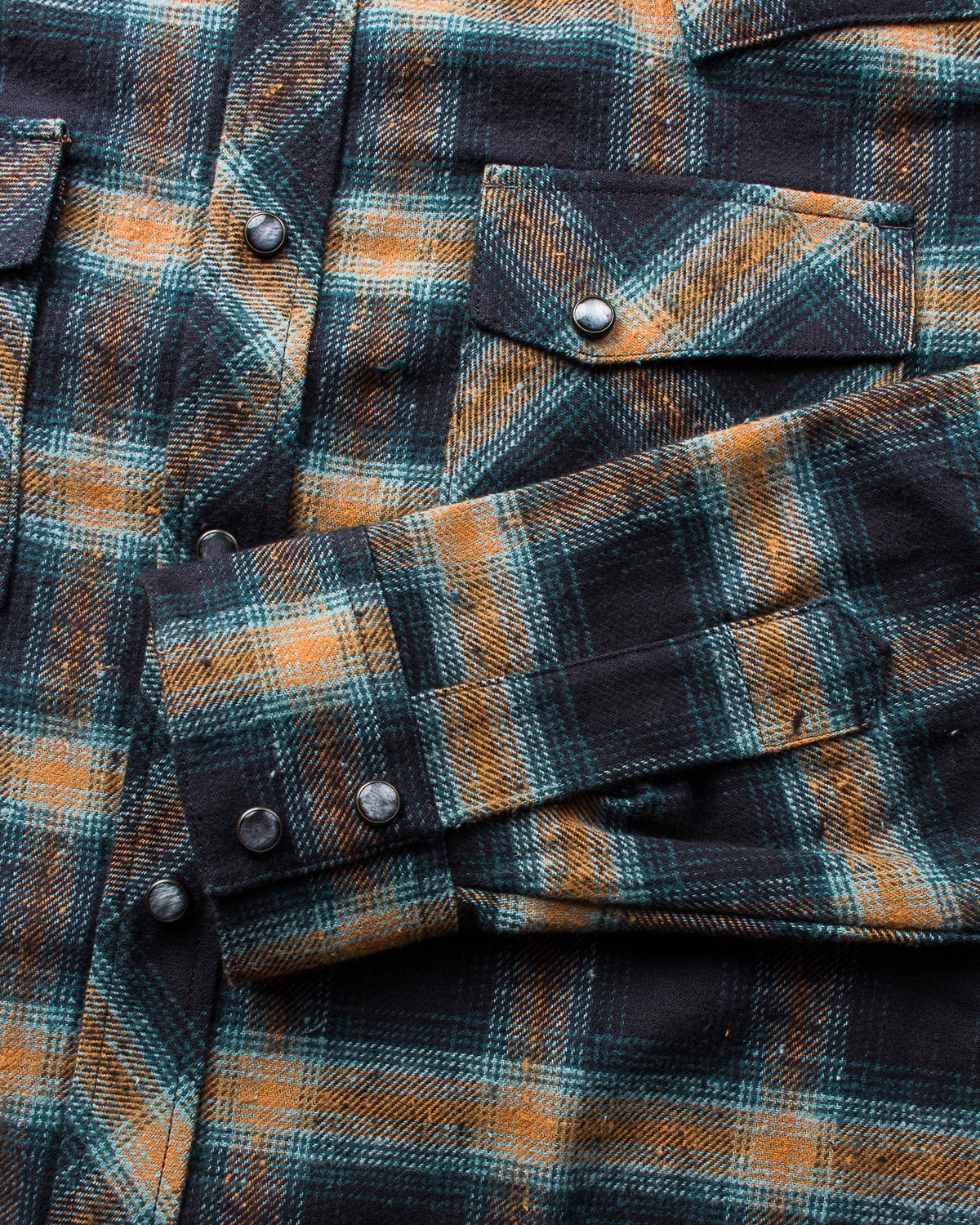 Indigofera Dawson Shirt Japanese Selvage Flannel Black / Petrol / Rust