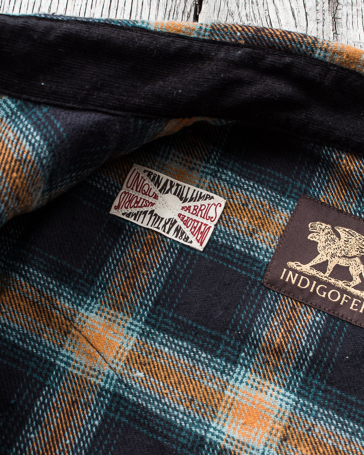 Indigofera Dawson Shirt Japanese Selvage Flannel Black / Petrol / Rust