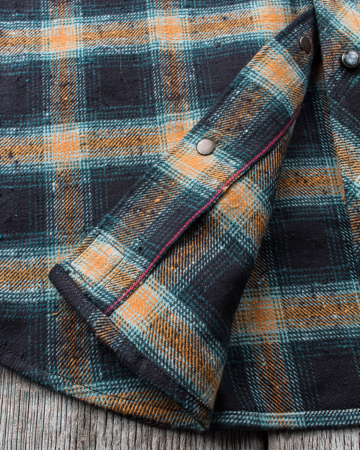 Indigofera Dawson Shirt Japanese Selvage Flannel Black / Petrol / Rust
