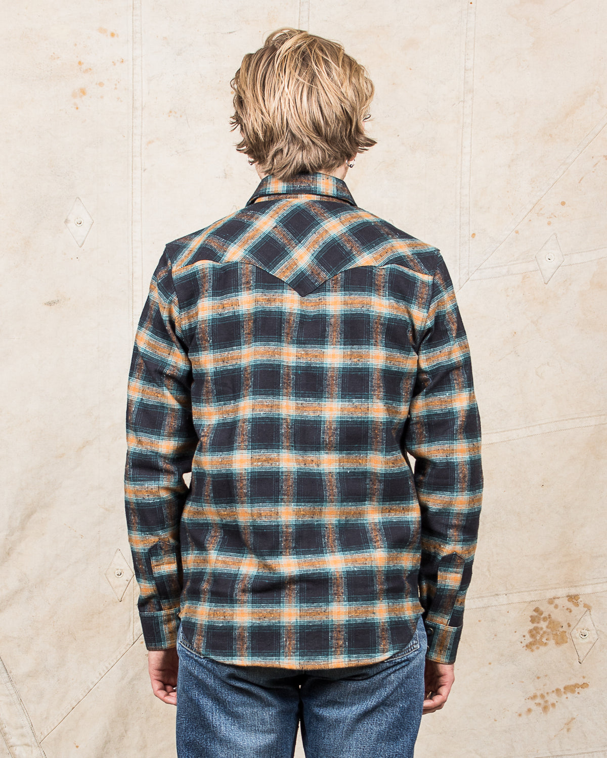 Indigofera Dawson Shirt Japanese Selvage Flannel Black / Petrol / Rust