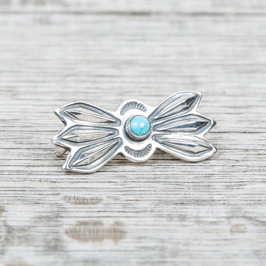 Larry Smith Lone Wolf Butterfly Concha Turquoise Stud OT-0109