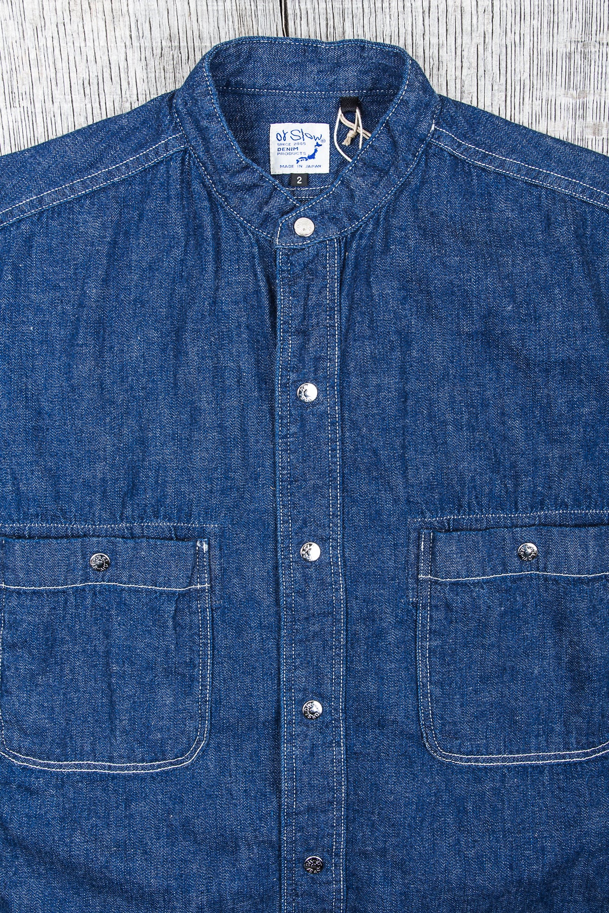 OrSlow Stand Collar Denim Shirt Dress